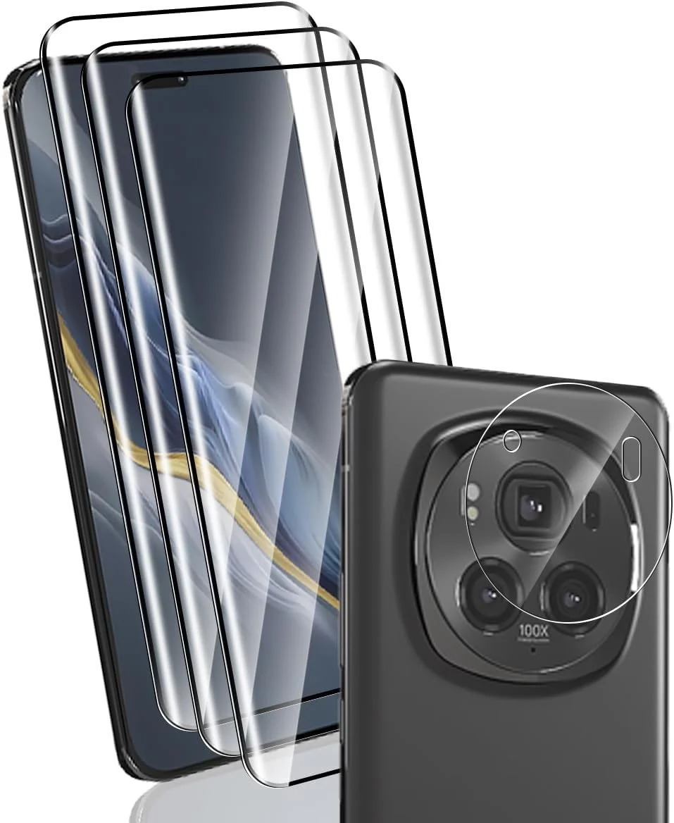 محافظ صفحه نمایش Yonntmmi برای گوشی Honor Magic 6 Pro، بسته 3 عددی محافظ صفحه نمایش شیشه ای با 1 عدد محافظ لنز دوربین، لبه های خمیده سه بعدی، سختی 9H، محافظ صفحه نمایش شیشه ای مقاوم در برابر خراش
