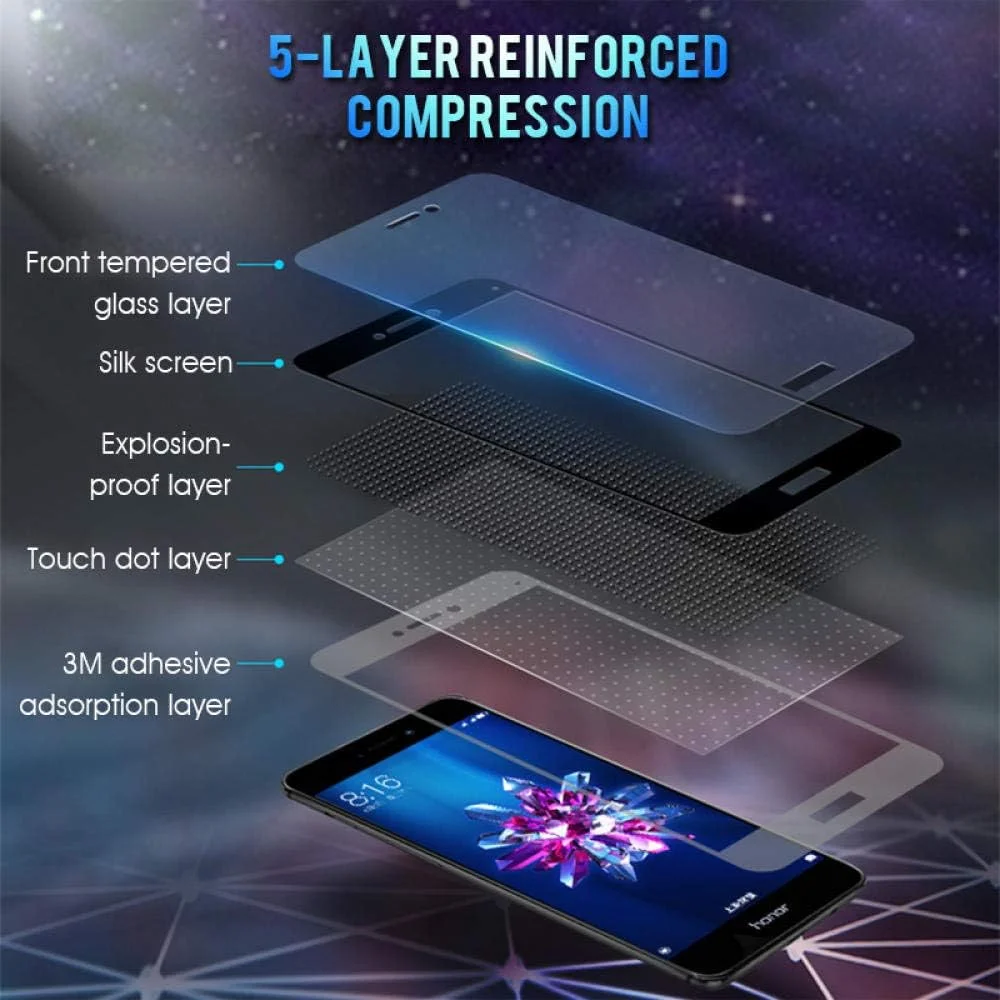 MIBQM 3 Pack: 3D Tempered Glass for Huawei Honor 8A 8C 8S 8X, 9H Screen Protector with Full Coverage for Huawei Honor 8a