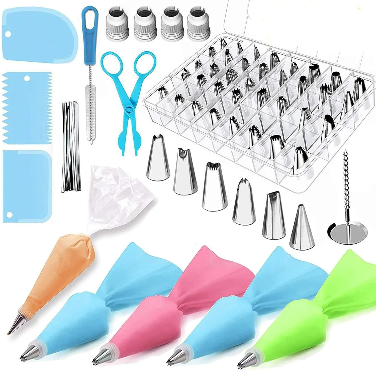 مجموعه 72 عددی لوازم تزئین کیک Irovami، شامل ابزار تزئین، لوازم پخت با سری های ماسوره/کیسه های شیرینی پزی/صاف کننده خامه/کوپلر نازل های پایپینگ، ابزار شیرینی پزی DIY مجموعه 72 عددی لوازم تزئین کیک Irovami، شامل ابزار تزئین، لوازم پخت با سری های ماسوره/کیسه های شیرینی پزی/صاف کننده خامه/کوپلر نازل های پایپینگ، ابزار شیرینی پزی DIY