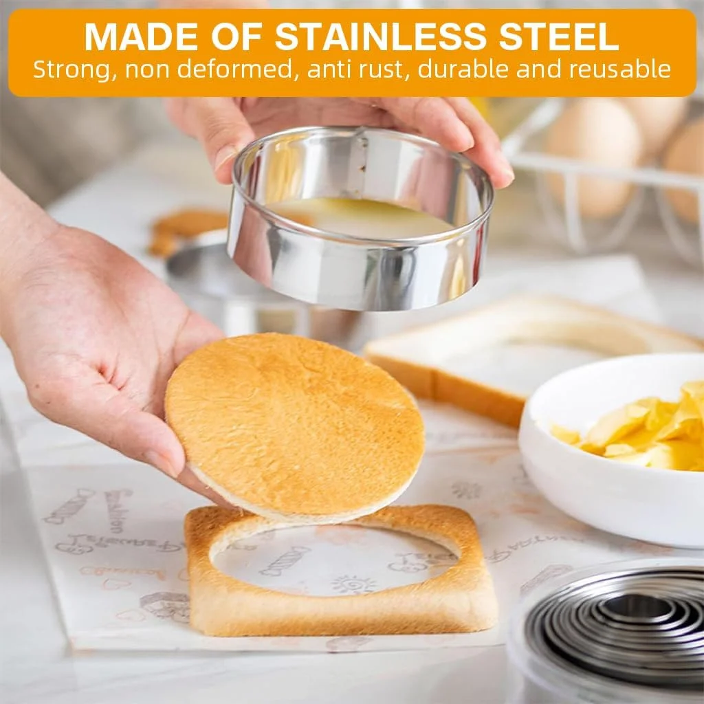 HASTHIP® ست حلقه کیک 11 تکه، ست قالب کیک، حلقه شیرینی، حلقه موس، برش بیسکویت دایره ای استیل ضد زنگ قالب پنکیک حلقه مافین برای پخت HASTHIP® ست حلقه کیک 11 تکه، ست قالب کیک، حلقه شیرینی، حلقه موس، برش بیسکویت دایره ای استیل ضد زنگ قالب پنکیک حلقه مافین برای پخت