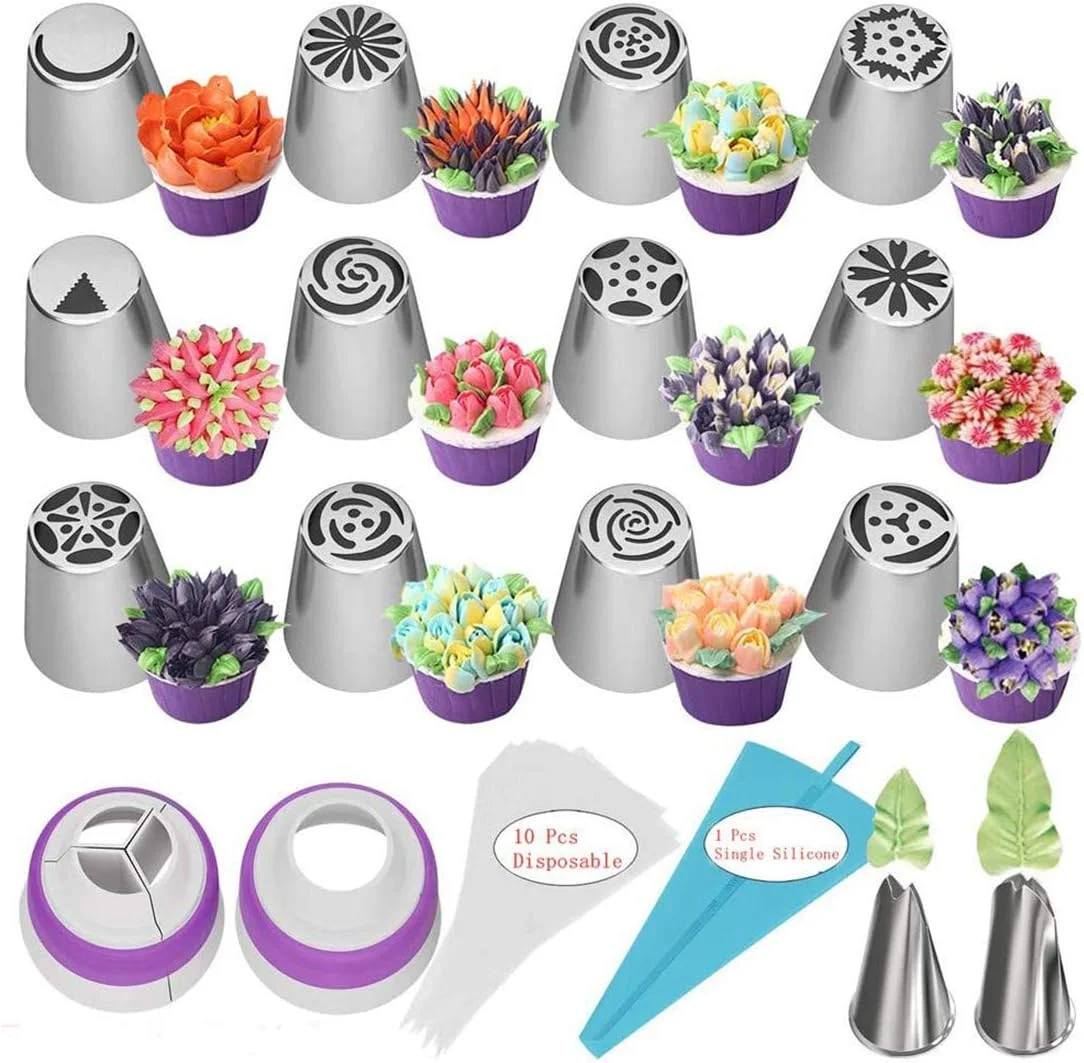 ابزار تزئین کیک HDCRAFTER، مجموعه 27 عددی نازل های استیل ضد زنگ برای تزئین کیک، ابزار شیرینی پزی فوندانت، نازل های استیل ضد زنگ برای تزئین کیک، ابزار پخت DIY ابزار تزئین کیک HDCRAFTER، مجموعه 27 عددی نازل های استیل ضد زنگ برای تزئین کیک، ابزار شیرینی پزی فوندانت، نازل های استیل ضد زنگ برای تزئین کیک، ابزار پخت DIY