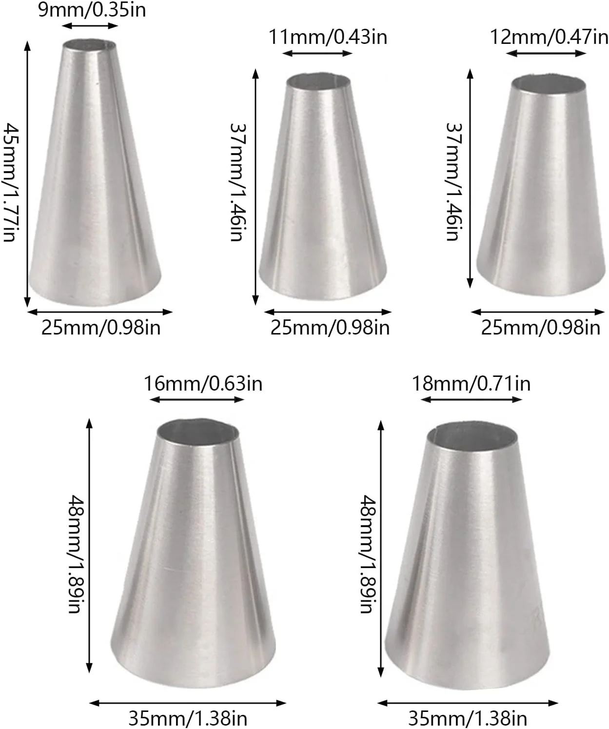 ست قیف ماسوره ماکارون Hdujuan، ماسوره های گرد بزرگ، ماسوره های خامه گرد، نازل های خامه برای تزیین کیک، کاپ کیک، کلوچه، لوازم پخت، 5 عدد ست قیف ماسوره ماکارون Hdujuan، ماسوره های گرد بزرگ، ماسوره های خامه گرد، نازل های خامه برای تزیین کیک، کاپ کیک، کلوچه، لوازم پخت، 5 عدد