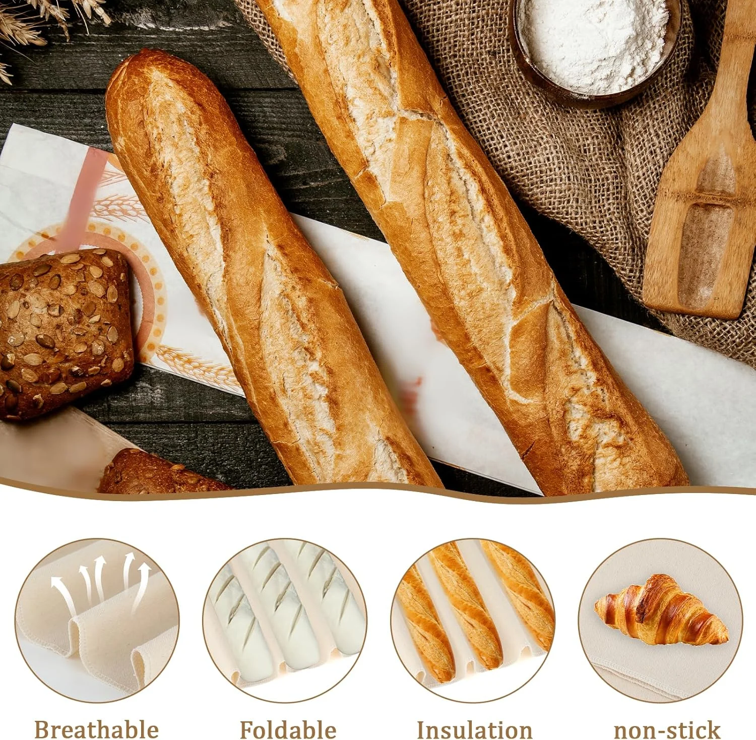 پارچه ضخیم نان برای نان خانگی، 36x45 سانتی متر، روکش پارچه ای ضد آب نان، لوازم پخت نان خمیر ترش قابل استفاده مجدد، پارچه کتانی پخت نان برای ورز دادن خمیر، شیرینی، باگت، کلوچه پارچه ضخیم نان برای نان خانگی، 36x45 سانتی متر، روکش پارچه ای ضد آب نان، لوازم پخت نان خمیر ترش قابل استفاده مجدد، پارچه کتانی پخت نان برای ورز دادن خمیر، شیرینی، باگت، کلوچه