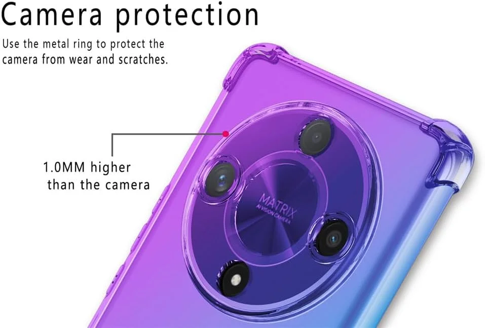 RonRun Case for Honor X9b/ Honor Magic6 Lite with 2 Tempered Glass Screen Protector TPU Anti Scratch Clear Gradient Color Protective Cover pink gold