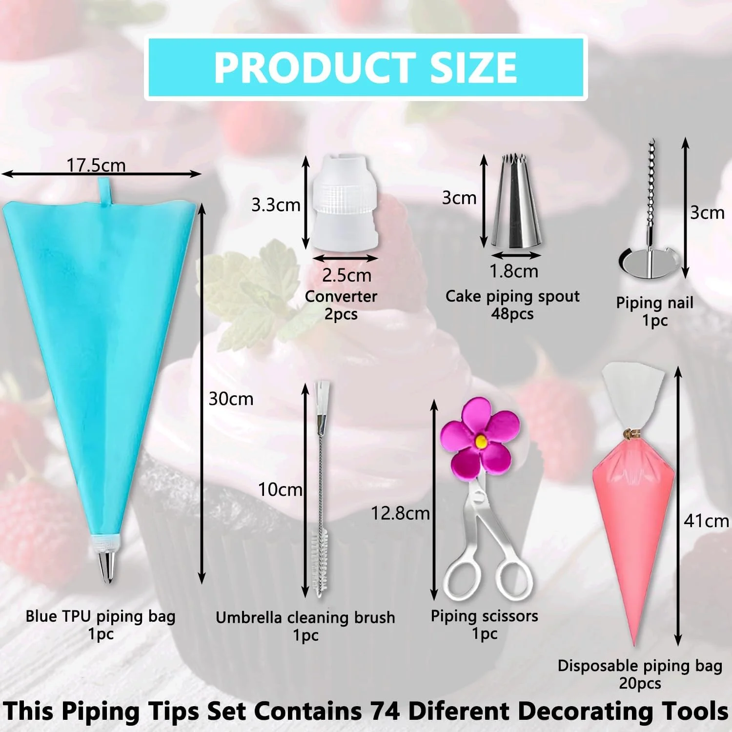 LCHYI® 74pcs Frosting Piping Tips Set, Piping Bag With Nozzles, Stainless Steel With Reusable Icing Piping Bags For Making Pastries, Cakes, Cookies, Beginner Baking Supplies Cake Decorating Tools LCHYI® 74pcs Frosting Piping Tips Set, Piping Bag With Nozzles, Stainless Steel With Reusable Icing Piping Bags For Making Pastries, Cakes, Cookies, Beginner Baking Supplies Cake Decorating Tools