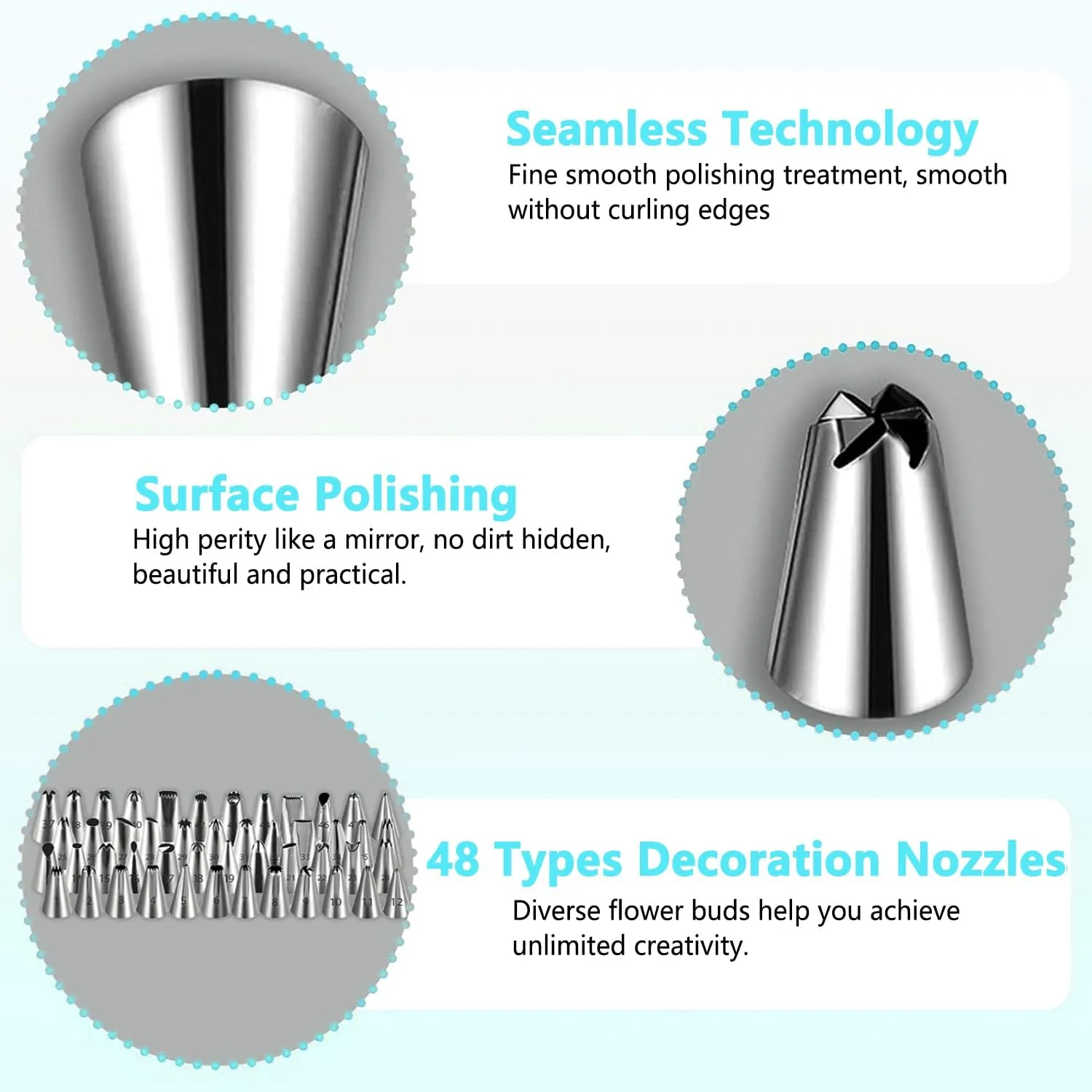 LCHYI® 74pcs Frosting Piping Tips Set, Piping Bag With Nozzles, Stainless Steel With Reusable Icing Piping Bags For Making Pastries, Cakes, Cookies, Beginner Baking Supplies Cake Decorating Tools LCHYI® 74pcs Frosting Piping Tips Set, Piping Bag With Nozzles, Stainless Steel With Reusable Icing Piping Bags For Making Pastries, Cakes, Cookies, Beginner Baking Supplies Cake Decorating Tools