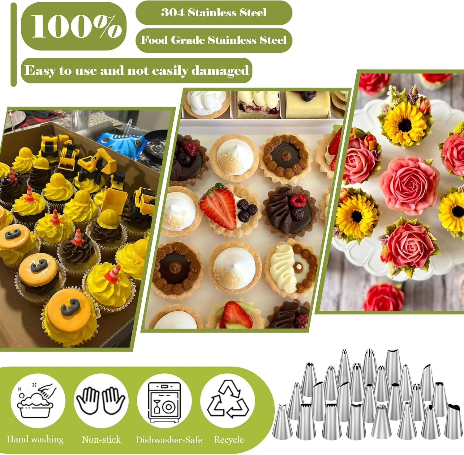 ست قیف و ماسوره فانتکسی، مجموعه لوازم تزئین کیک 29 تکه شامل 24 ماسوره استاندارد، 3 کاردک، 1 مبدل، 1 کیسه شیرینی پزی قابل استفاده مجدد، نازل های یخ ساز استیل ضد زنگ برای کیک، کاپ کیک، کلوچه