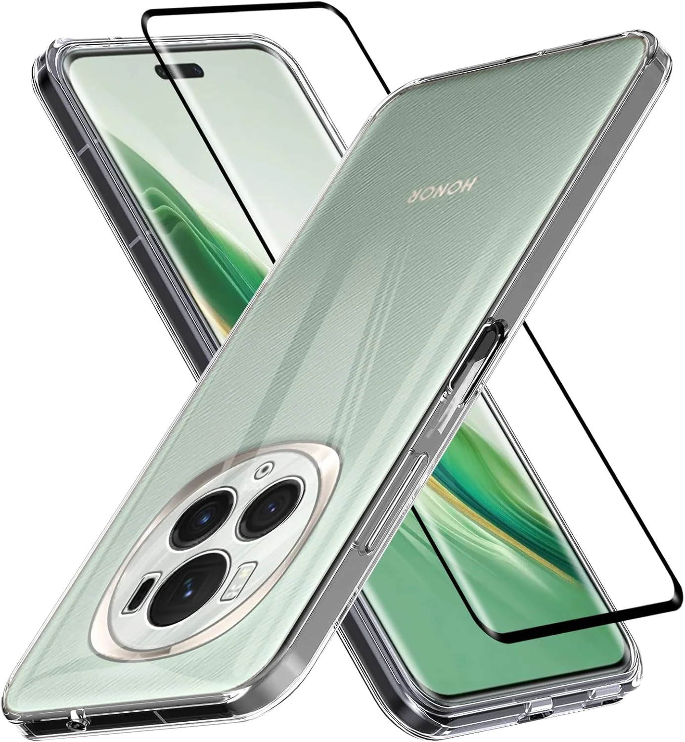 CONAPIKA Cover for Honor Magic 6 Pro 5G with 1 Tempered Glass, Ultra Thin Soft Shockproof Anti-Fall Bumper Flexible TPU Anti-Scratch Anti-fingerprint Phone Case Cover