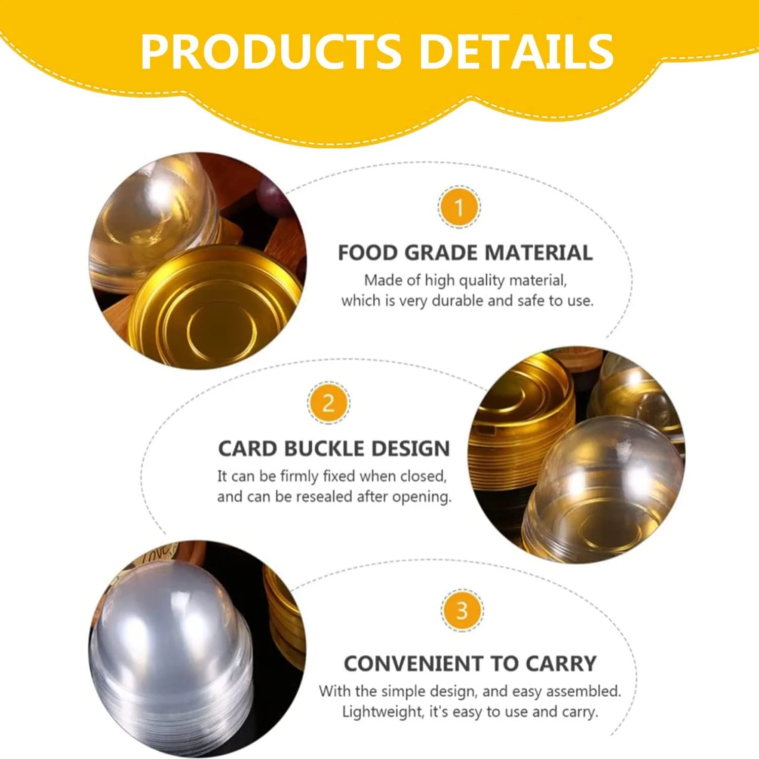 جعبه های مینی کاپ کیک EVCRIERH، 100 عددی، ظروف پلاستیکی شفاف با درب گنبدی و برچسب برای مافین، پنیر، شیرینی - لوازم مهمانی دسر یکبار مصرف (طلایی و مشکی) جعبه های مینی کاپ کیک EVCRIERH، 100 عددی، ظروف پلاستیکی شفاف با درب گنبدی و برچسب برای مافین، پنیر، شیرینی - لوازم مهمانی دسر یکبار مصرف (طلایی و مشکی)