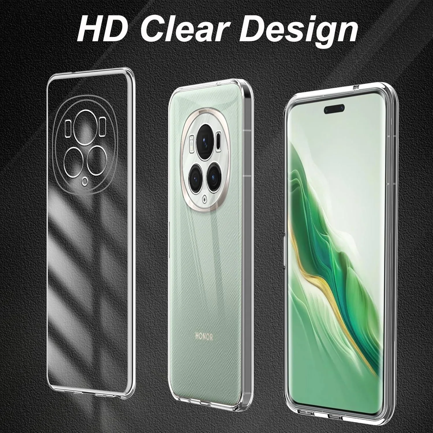 CONAPIKA Cover for Honor Magic 6 Pro 5G with 1 Tempered Glass, Ultra Thin Soft Shockproof Anti-Fall Bumper Flexible TPU Anti-Scratch Anti-fingerprint Phone Case Cover