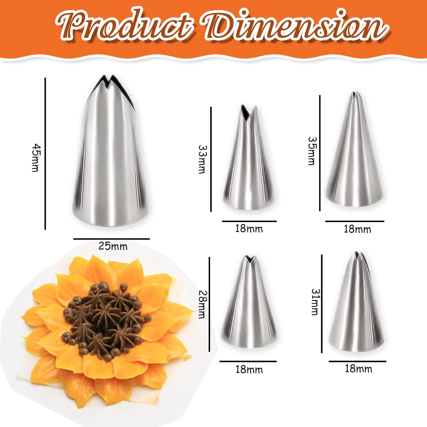 قیف های ماسوره ای طرح برگ ExceLife، 5 عددی، نازل های ماسوره ای استیل ضد زنگ، لوازم تزئین کیک برای شیرینی پزی، فوندانت، ابزار پخت DIY، طرح برگ قیف های ماسوره ای طرح برگ ExceLife، 5 عددی، نازل های ماسوره ای استیل ضد زنگ، لوازم تزئین کیک برای شیرینی پزی، فوندانت، ابزار پخت DIY، طرح برگ