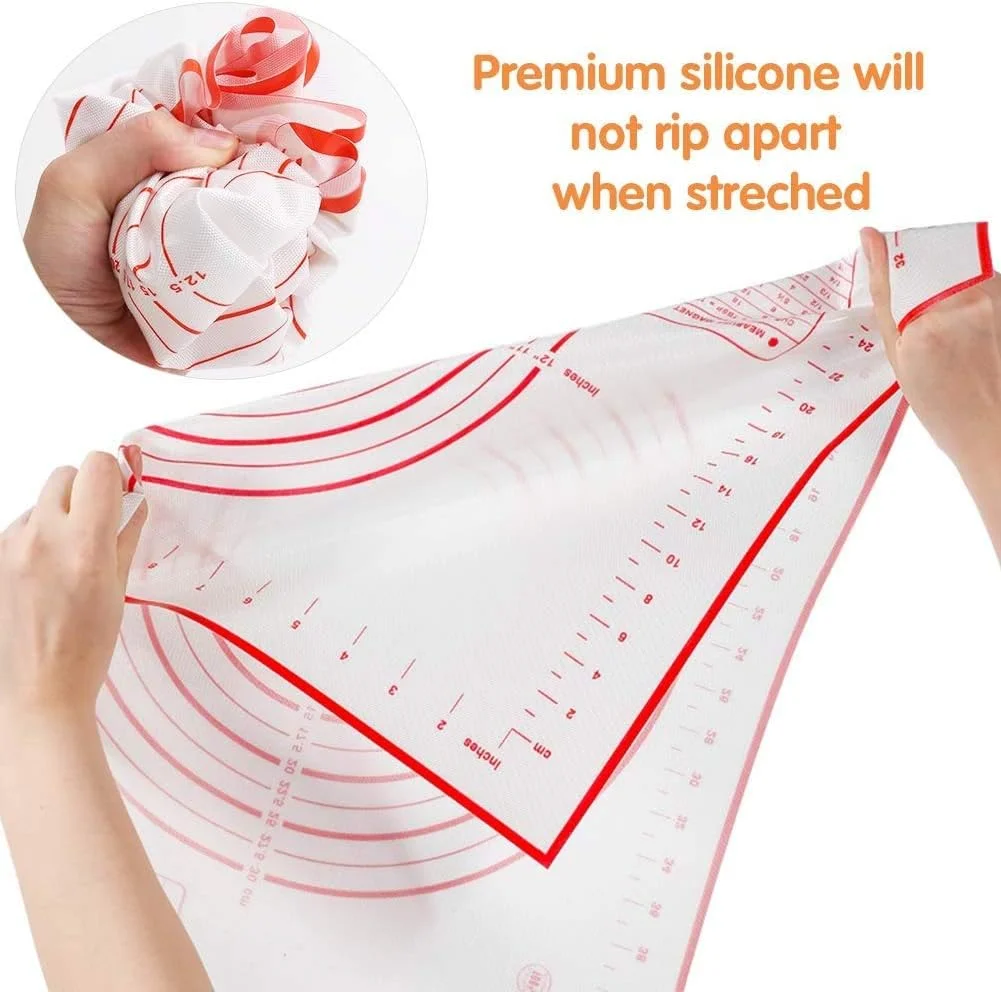 حصیر سیلیکونی شیرینی پزی Elifino، حصیر پخت و پز نچسب برای ورز دادن خمیر، تخته شیرینی پزی برای فوندانت، آرد کیک، پای، کلوچه، لوازم ابزار پخت، 60cmx 40cm حصیر سیلیکونی شیرینی پزی Elifino، حصیر پخت و پز نچسب برای ورز دادن خمیر، تخته شیرینی پزی برای فوندانت، آرد کیک، پای، کلوچه، لوازم ابزار پخت، 60cmx 40cm