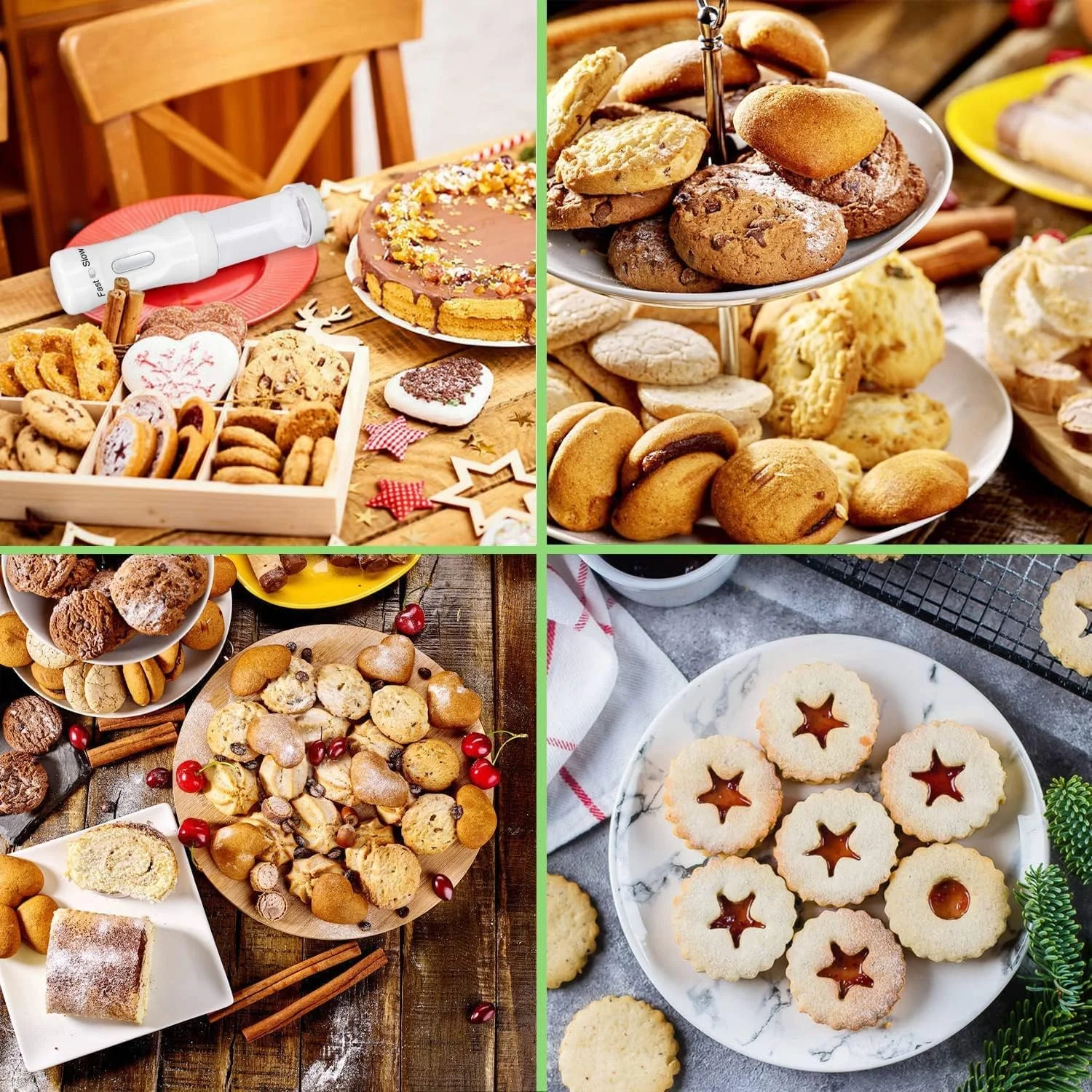 کیت تفنگ شیرینی پزی برقی، بیسکویت ساز DIY با 12 دیسک و 4 نوک تزئین، ابزار تزئین شیرینی برای تهیه و تزئین کوکی برای تعطیلات، با باتری (سفید) کیت تفنگ شیرینی پزی برقی، بیسکویت ساز DIY با 12 دیسک و 4 نوک تزئین، ابزار تزئین شیرینی برای تهیه و تزئین کوکی برای تعطیلات، با باتری (سفید)