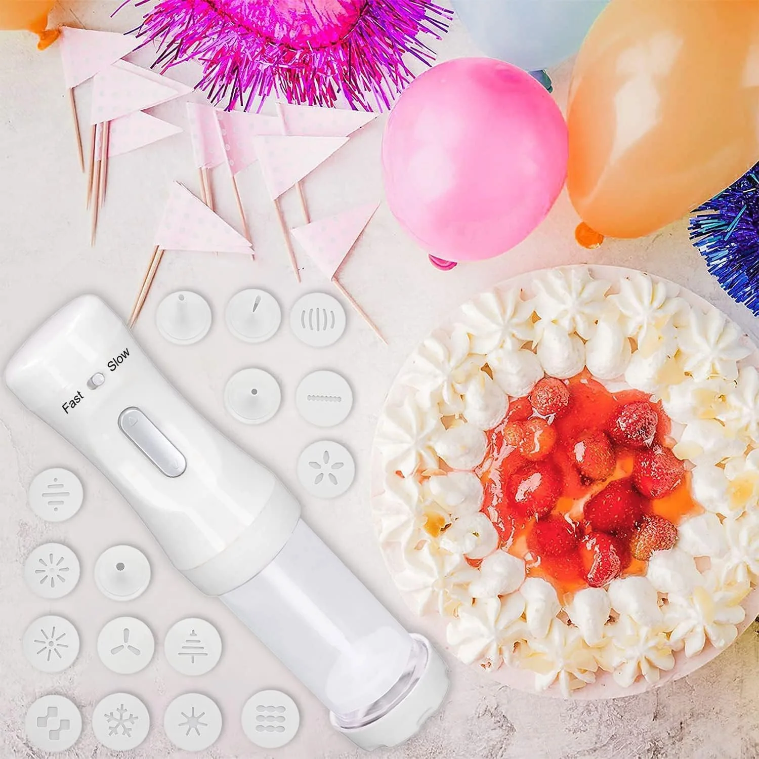 کیت تفنگ شیرینی پزی برقی، بیسکویت ساز DIY با 12 دیسک و 4 نوک تزئین، ابزار تزئین شیرینی برای تهیه و تزئین کوکی برای تعطیلات، با باتری (سفید) کیت تفنگ شیرینی پزی برقی، بیسکویت ساز DIY با 12 دیسک و 4 نوک تزئین، ابزار تزئین شیرینی برای تهیه و تزئین کوکی برای تعطیلات، با باتری (سفید)