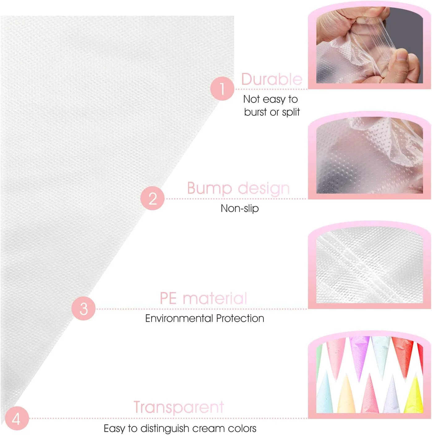 کیسه قیف یکبار مصرف FantasyDay، بسته 100 عددی 20 اینچی، کیسه شیرینی پزی یکبار مصرف بسیار ضخیم برای تزئین کیک و کاپ کیک - کیسه شیرینی پزی ضد ترکیدگی برای خامه، آیسینگ، فراستینگ، آبنبات و لوازم تزئین کیک کیسه قیف یکبار مصرف FantasyDay، بسته 100 عددی 20 اینچی، کیسه شیرینی پزی یکبار مصرف بسیار ضخیم برای تزئین کیک و کاپ کیک - کیسه شیرینی پزی ضد ترکیدگی برای خامه، آیسینگ، فراستینگ، آبنبات و لوازم تزئین کیک