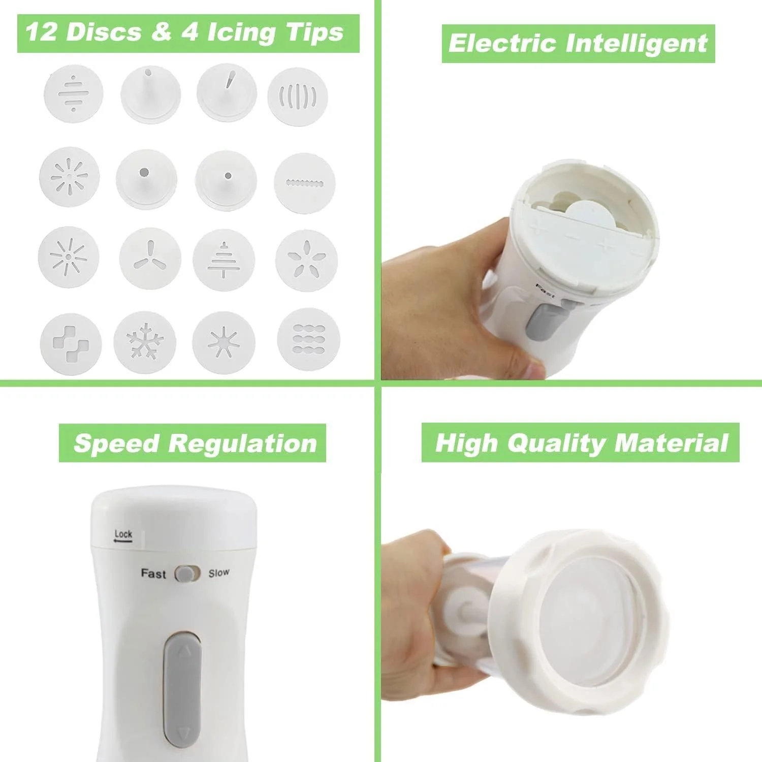 کیت تفنگ شیرینی پزی برقی، بیسکویت ساز DIY با 12 دیسک و 4 نوک تزئین، ابزار تزئین شیرینی برای تهیه و تزئین کوکی برای تعطیلات، با باتری (سفید) کیت تفنگ شیرینی پزی برقی، بیسکویت ساز DIY با 12 دیسک و 4 نوک تزئین، ابزار تزئین شیرینی برای تهیه و تزئین کوکی برای تعطیلات، با باتری (سفید)