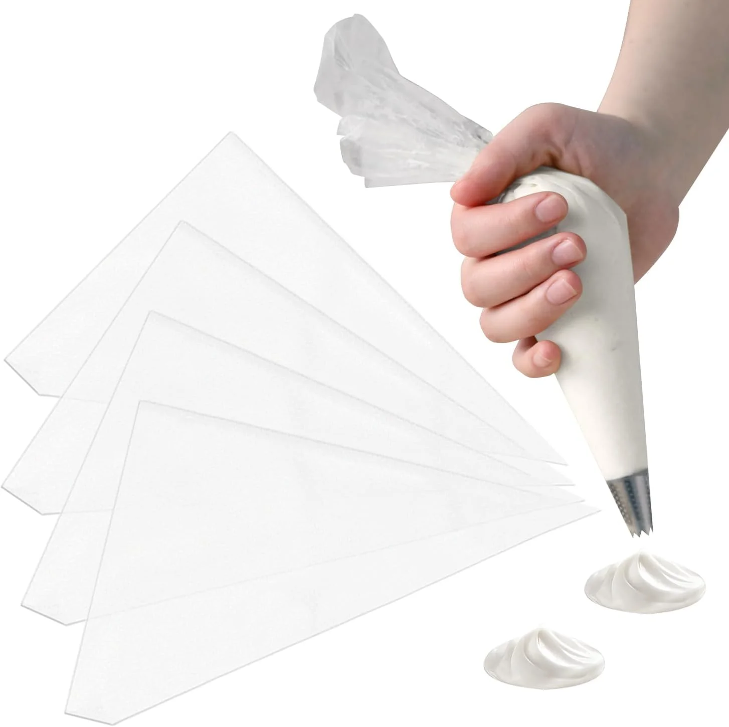 کیسه شیرینی پزی یکبار مصرف ضخیم EKIND، کیسه های قیف خامه کشی 16 اینچی ضد ترکیدگی برای تزئین کیک، دسر، بیسکویت، شیرینی (50 عدد)