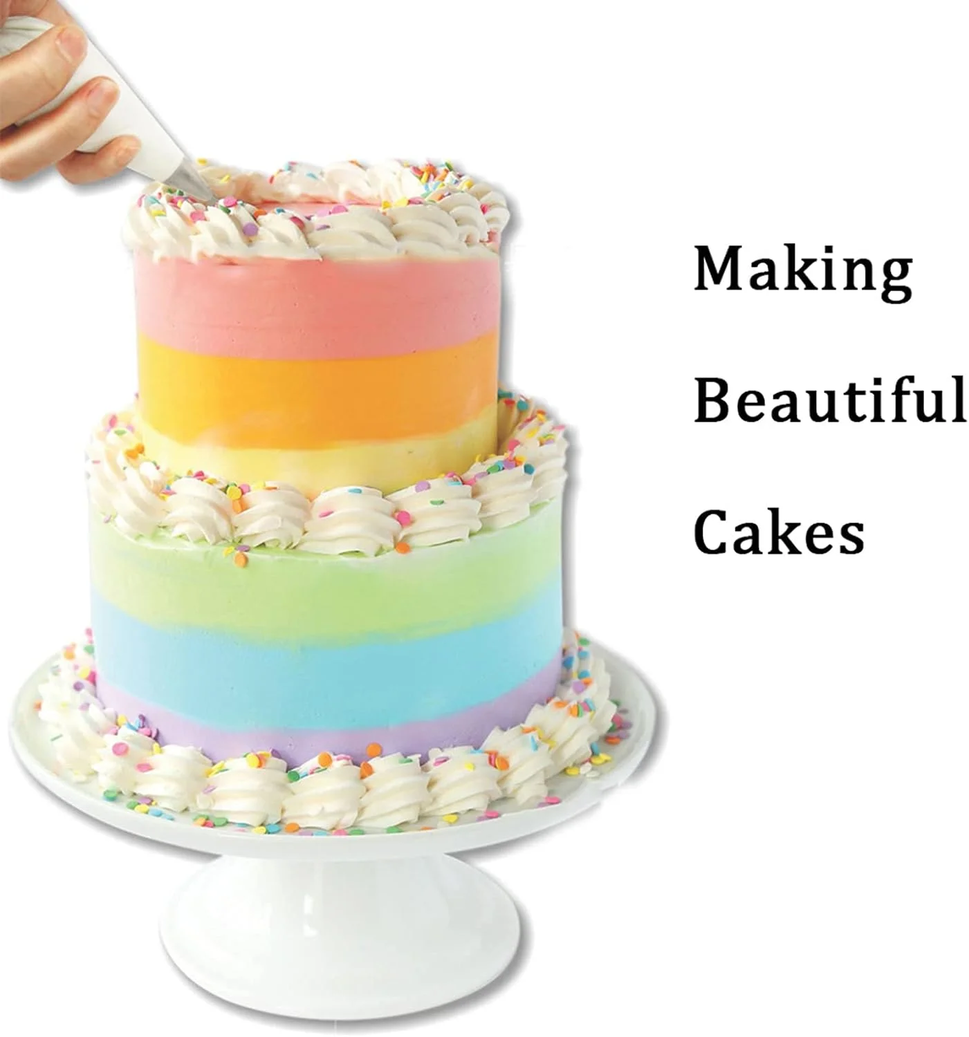 کیت 72 تکه لوازم تزیین کیک، ست های پخت با نوک های آیسینگ، کیسه های شیرینی پزی، صاف کننده، نازل های پایپینگ، ابزارهای DIY برای حرفه ای ها، علاقه مندان، بزرگسالان، کودکان، کاپ کیک ها، کلوچه ها، شیرینی ها، فاج ها، مافین