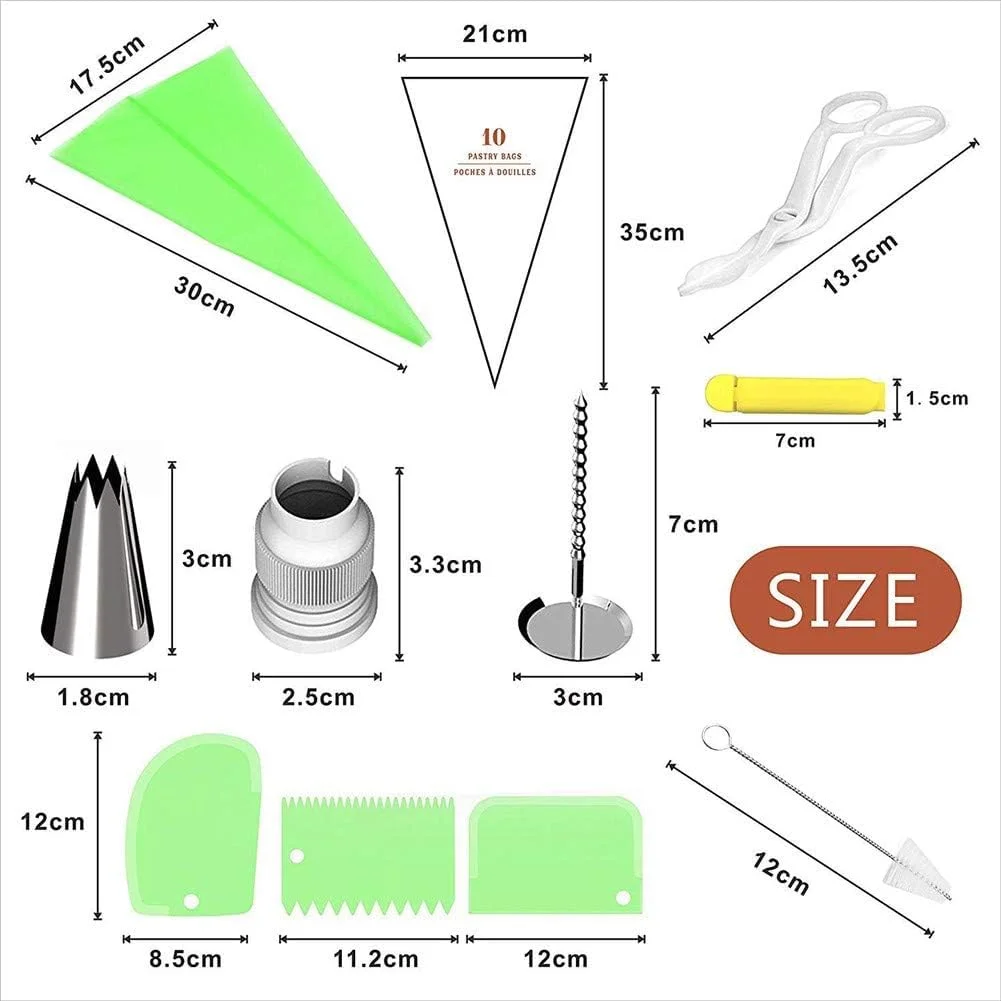 62 PCS Cake Decorating Tools Supplies Turntable Pastry Nozzles Kits,for Cream Confectionery Bags Icing Piping Nozzles Tips Baking Tools for Cakes, Cupcakes, Cookies, Pastries, Beginners