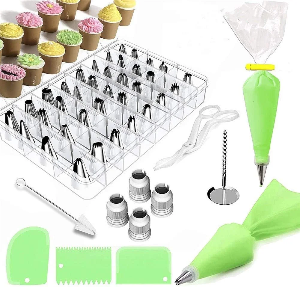 ست 62 عددی ابزار تزئین کیک شامل صفحه گردان، قیف های شیرینی پزی و ماسوره، مناسب برای خامه، کیسه های شیرینی پزی، نازل های تزئین کیک، ابزار پخت کیک، کاپ کیک، کلوچه، شیرینی، مناسب برای مبتدیان ست 62 عددی ابزار تزئین کیک شامل صفحه گردان، قیف های شیرینی پزی و ماسوره، مناسب برای خامه، کیسه های شیرینی پزی، نازل های تزئین کیک، ابزار پخت کیک، کاپ کیک، کلوچه، شیرینی، مناسب برای مبتدیان