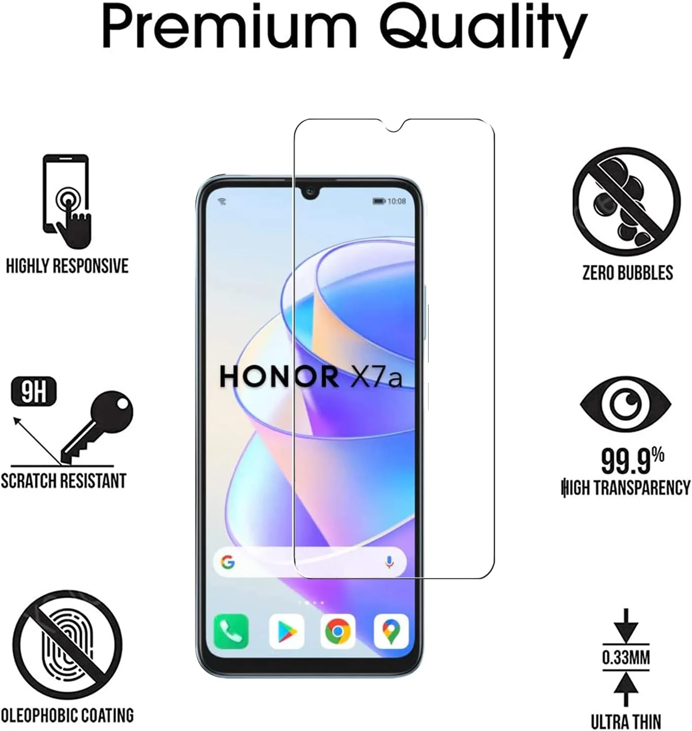 [بسته 3 عددی] محافظ صفحه نمایش شیشه ای تمپرد ZMONE برای گوشی Honor X7a، سختی 9H، وضوح بالا، ضد خش، بدون حباب، ضد اثر انگشت