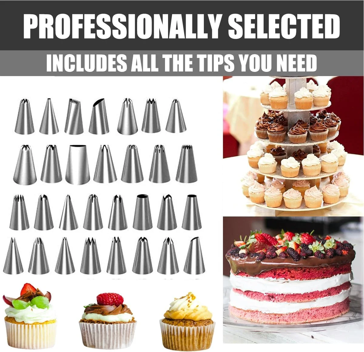 کیت لوازم تزئین کیک - ست گردان کیک با 48 عدد ماسوره قیف خامه، 20 عدد کیسه شیرینی پزی یکبار مصرف، 2 عدد اتصال دهنده، ابزار پخت برای مبتدیان کیت لوازم تزئین کیک - ست گردان کیک با 48 عدد ماسوره قیف خامه، 20 عدد کیسه شیرینی پزی یکبار مصرف، 2 عدد اتصال دهنده، ابزار پخت برای مبتدیان