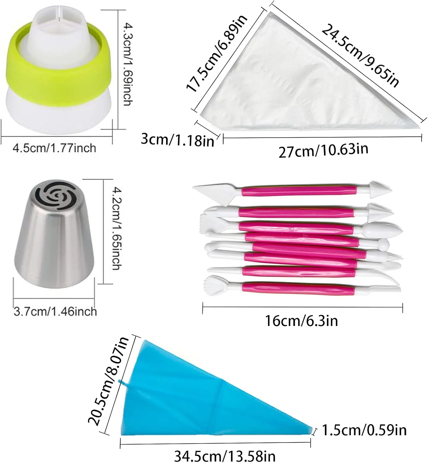 ست قیف و ماسوره روسی، مجموعه لوازم قنادی 129 تکه، کیت نازل های قیف، کیسه قیف سیلیکونی، نوک شیرینی پزی برای تزئین کیک، کاپ کیک، کلوچه، نازل یخ زدن، نازل استیل ضد زنگ، ابزار DIY