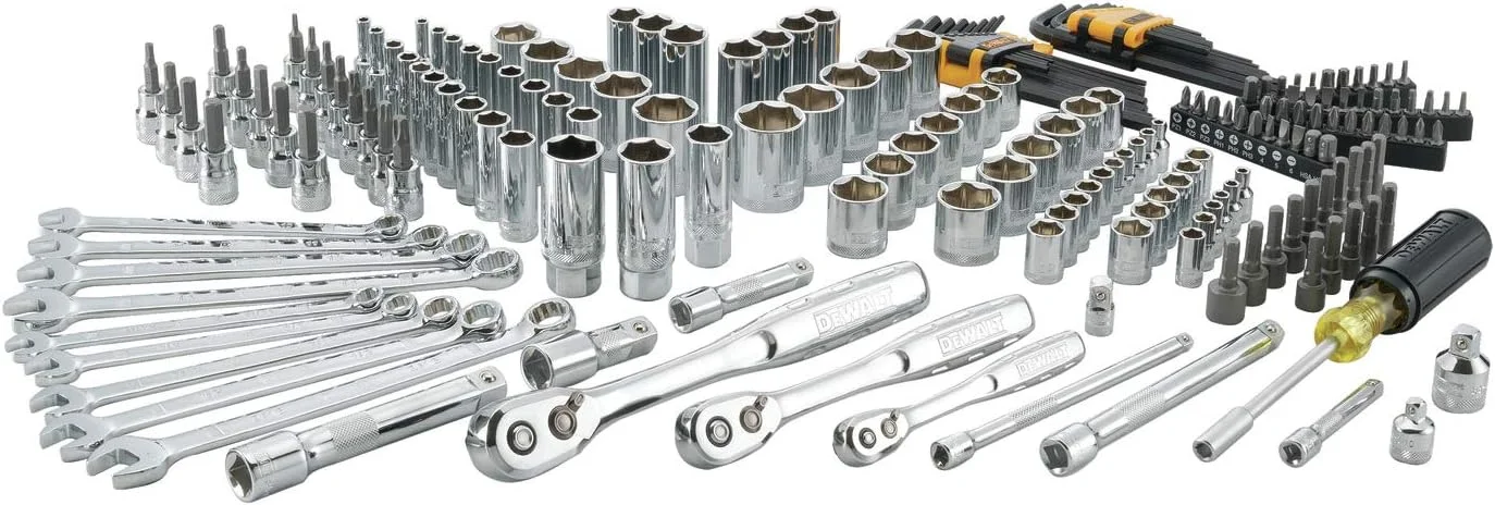 مجموعه آچار بکس دیوالت برای مکانیک، 200 تکه، درایو 1/4 اینچ، 3/8 اینچ و 1/2 اینچ، MM/SAE (DWMT75000)، سایز استاندارد
