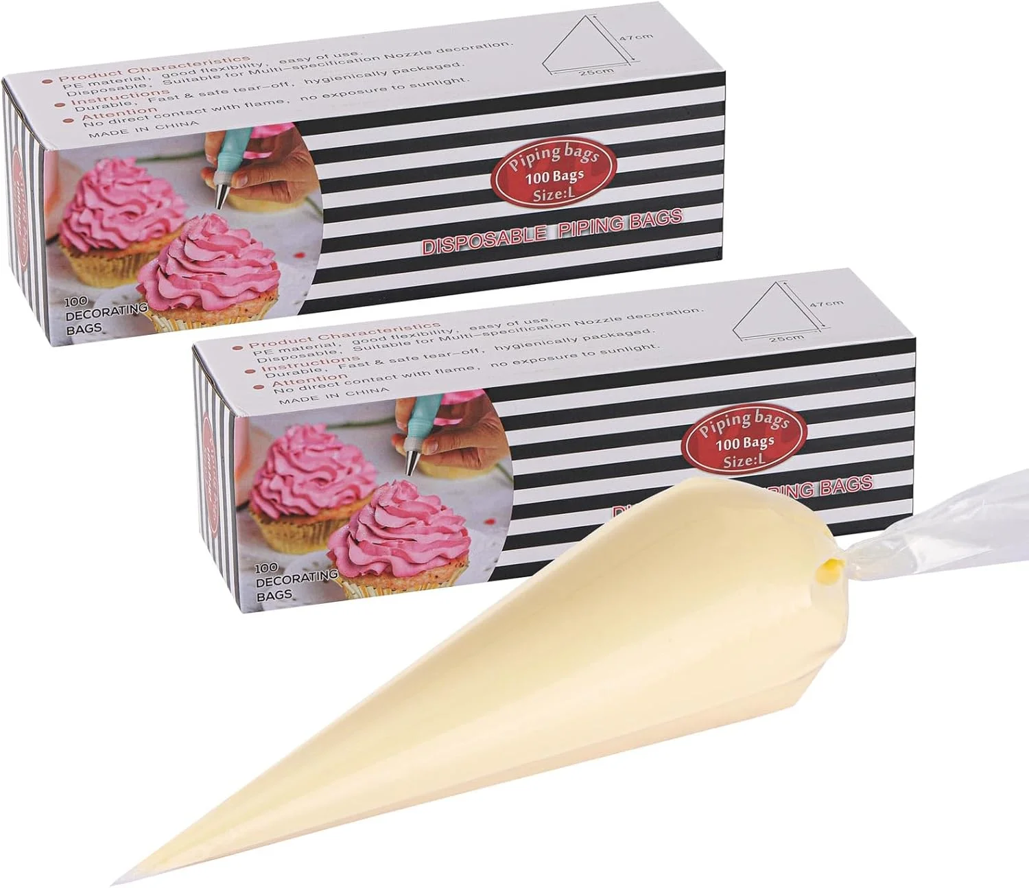 200 عدد کیسه قیف قنادی 47 سانتی متری یکبار مصرف، کیسه های شیرینی پزی ضد ترک، کیسه های پلاستیکی برای تزیین کیک، خامه و تزیین کوکی 200 عدد کیسه قیف قنادی 47 سانتی متری یکبار مصرف، کیسه های شیرینی پزی ضد ترک، کیسه های پلاستیکی برای تزیین کیک، خامه و تزیین کوکی