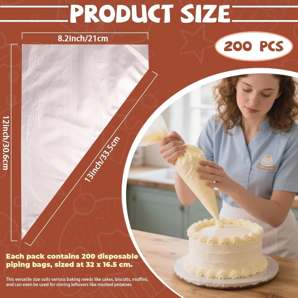 کیسه های قیف یکبار مصرف 12 اینچی DLOnline 200 عددی، کیسه های قیف برای خامه کشی، کیسه های شیرینی پزی ضخیم شده، ضد لغزش و ضد ترکیدگی برای تمام اندازه های نوک، اتصال دهنده ها و کیت های لوازم شیرینی پزی و پخت کلوچه کیسه های قیف یکبار مصرف 12 اینچی DLOnline 200 عددی، کیسه های قیف برای خامه کشی، کیسه های شیرینی پزی ضخیم شده، ضد لغزش و ضد ترکیدگی برای تمام اندازه های نوک، اتصال دهنده ها و کیت های لوازم شیرینی پزی و پخت کلوچه