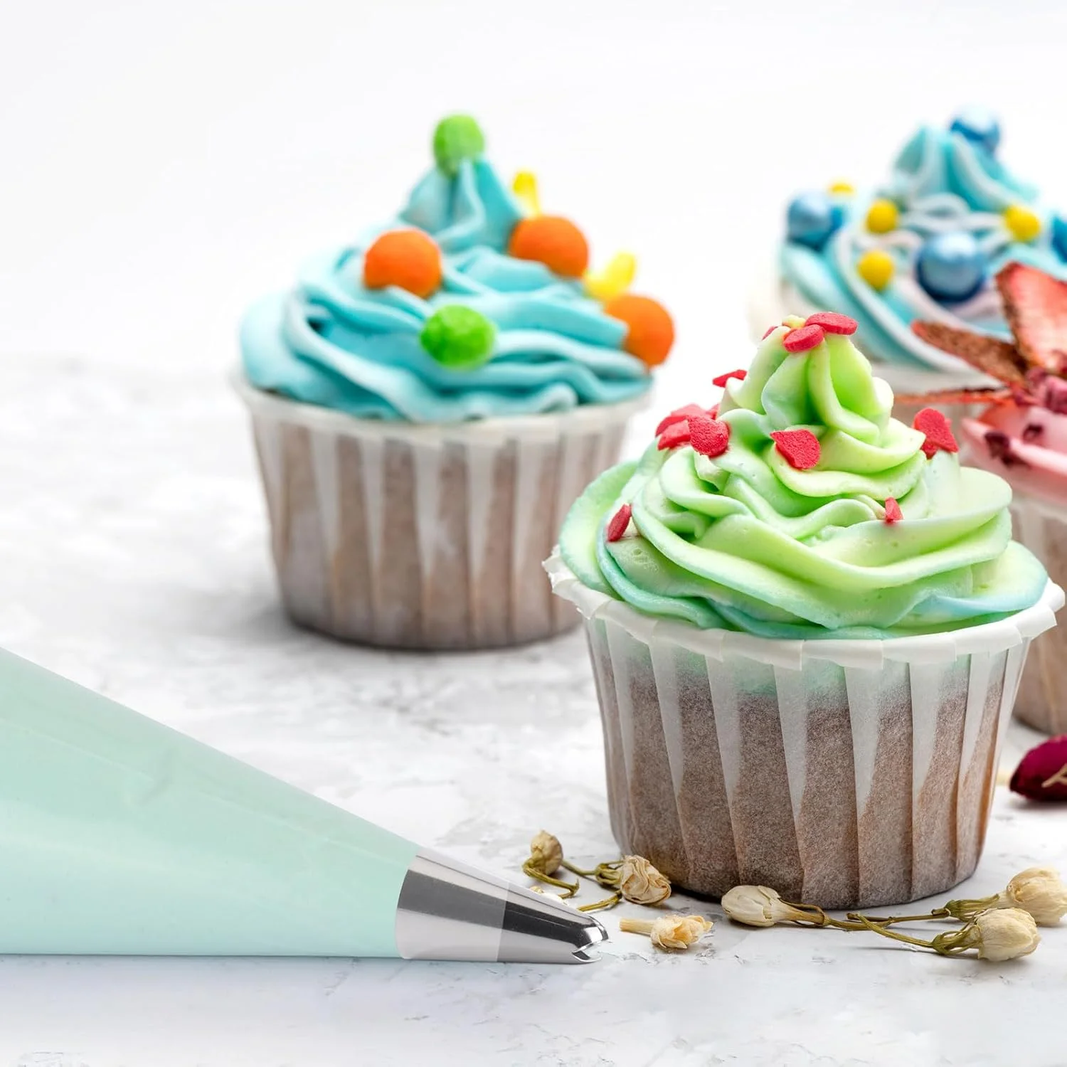 200 عدد کیسه قیف قنادی 47 سانتی متری یکبار مصرف، کیسه های شیرینی پزی ضد ترک، کیسه های پلاستیکی برای تزیین کیک، خامه و تزیین کوکی