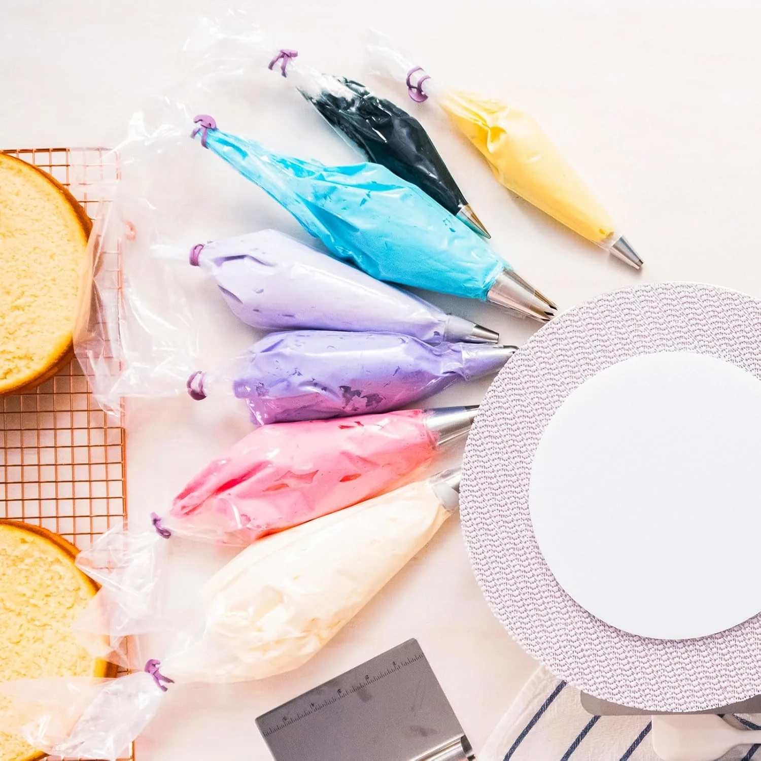 200 عدد کیسه قیف قنادی 47 سانتی متری یکبار مصرف، کیسه های شیرینی پزی ضد ترک، کیسه های پلاستیکی برای تزیین کیک، خامه و تزیین کوکی