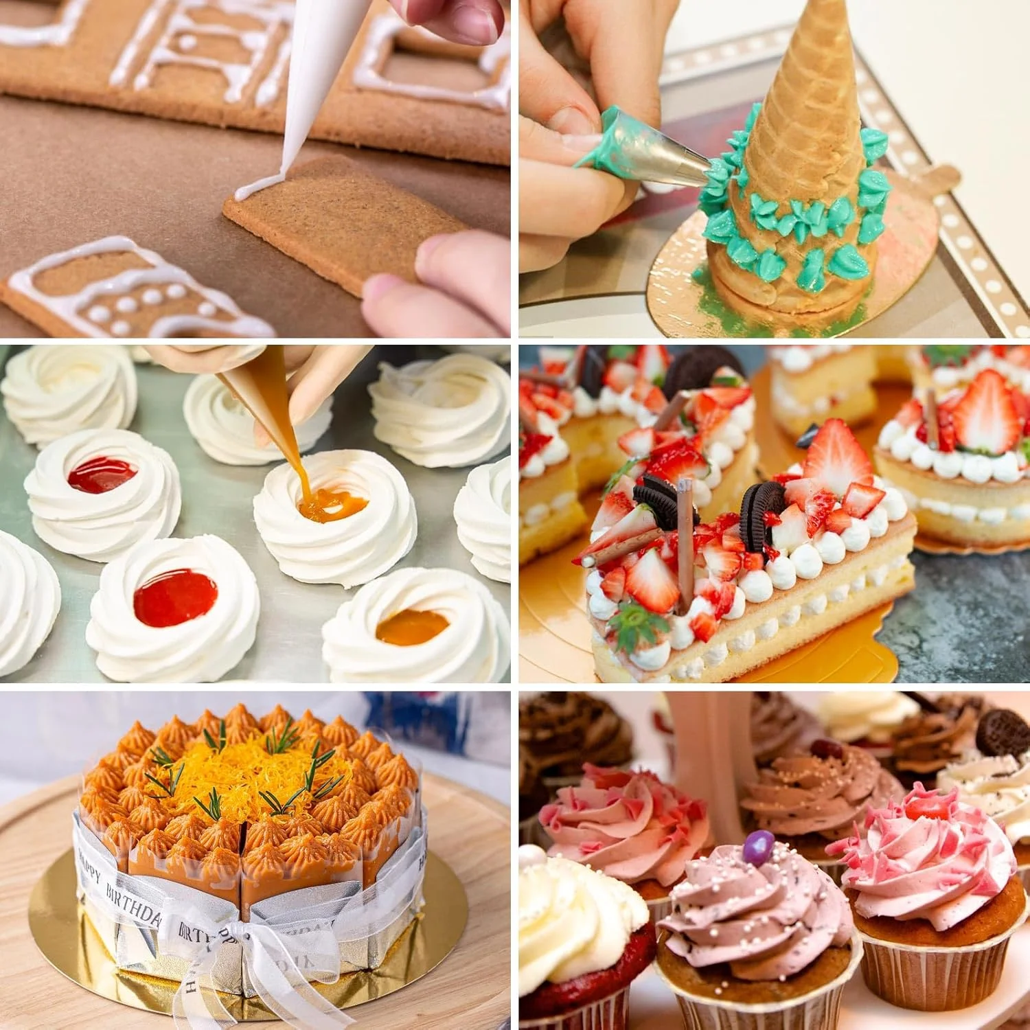 200 عدد کیسه قیف قنادی 47 سانتی متری یکبار مصرف، کیسه های شیرینی پزی ضد ترک، کیسه های پلاستیکی برای تزیین کیک، خامه و تزیین کوکی