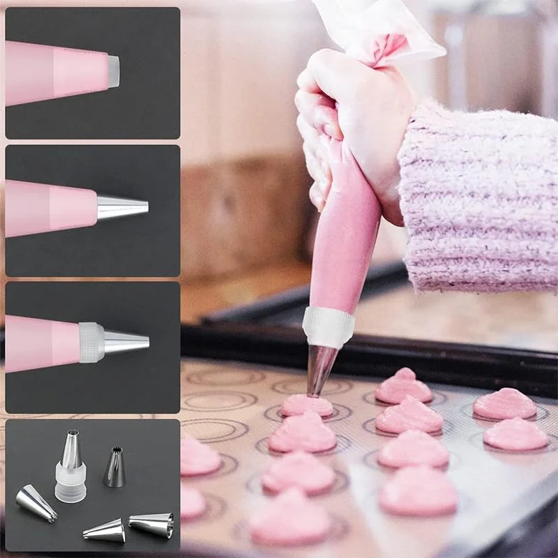 ست کیسه و ماسوره شیرینی پزی، 100 عدد کیسه شیرینی پزی 12 اینچی، کیسه های آیسینگ یکبار مصرف برای لوازم کیت تزئین کیک با 1 کیسه شیرینی پزی قابل استفاده مجدد، 1 اتصال دهنده، 12 ماسوره فراستینگ، 2 بست کیسه، 3 کاردک کیک