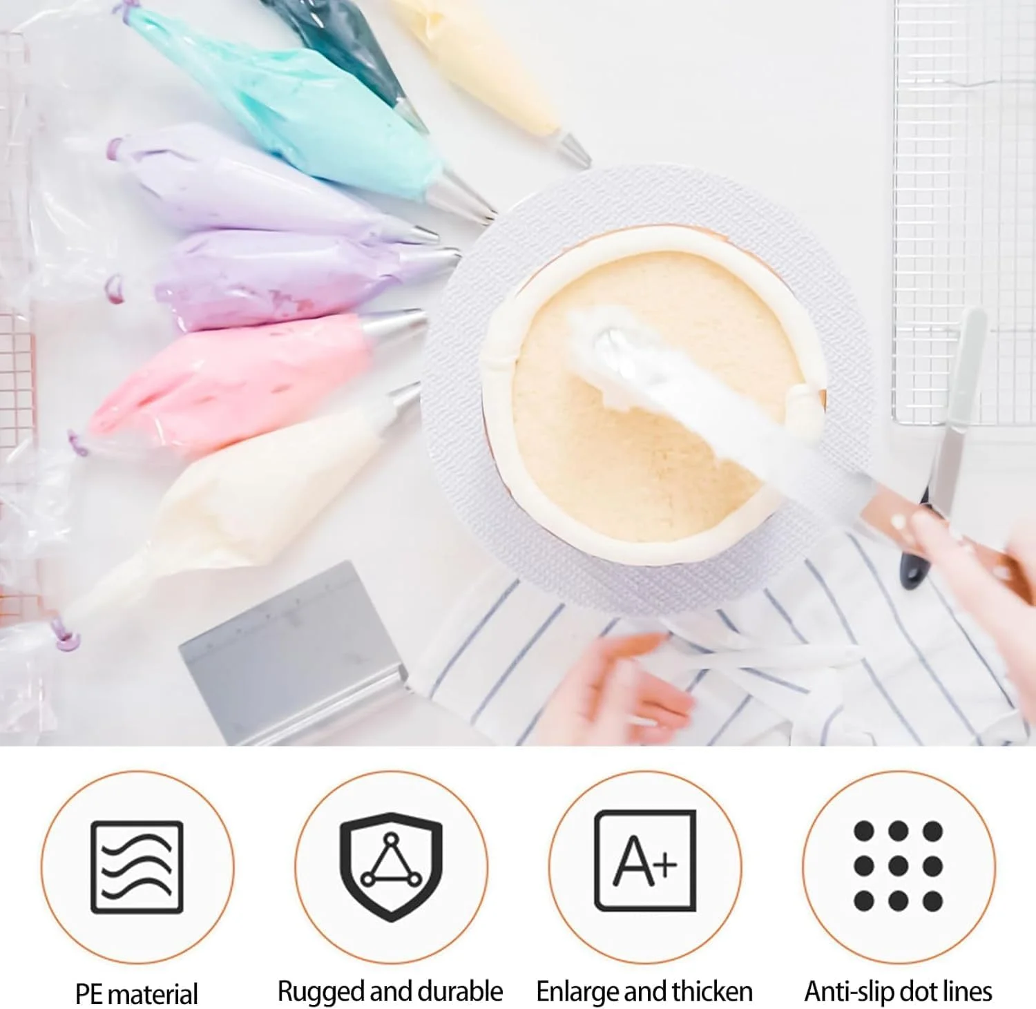 ست 100 عددی کیسه و ماسوره قنادی، کیسه های شیرینی پزی یکبار مصرف، لوازم کیت تزئین کیک، کیسه های آیسینگ یکبار مصرف، 6 ماسوره فراستینگ، 2 کوپلر، 2 بست کیسه، برای تزئین کیک و کلوچه