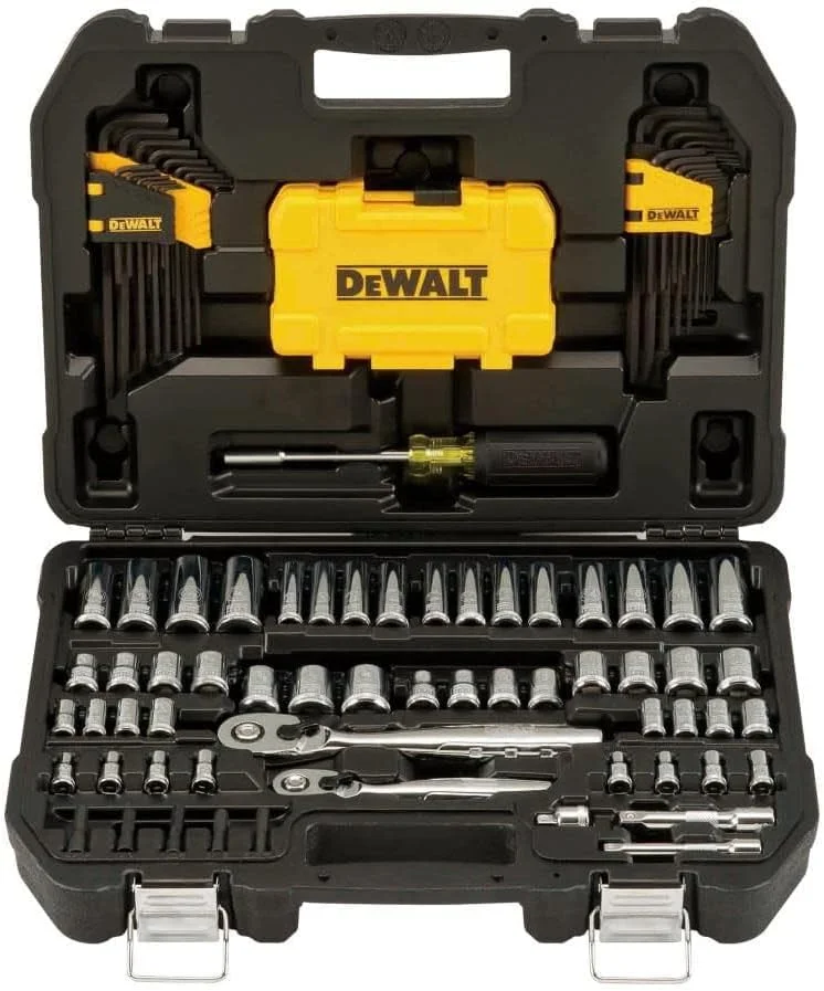 جعبه ابزار و مجموعه بکس مکانیکی Dewalt، درایو 1/4 و 3/8 اینچ، SAE، 108 قطعه (Dwmt73801)