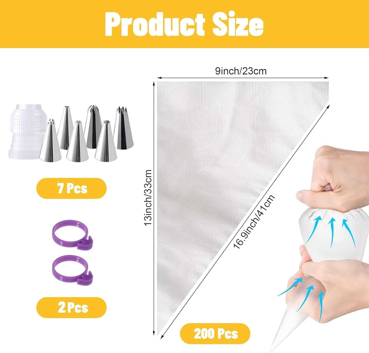 کیسه های قیف یکبار مصرف، 200 عدد کیسه شیرینی پزی، مجموعه کیسه های قیف و سر قیف، کیسه های شیرینی پزی با 2 عدد بست کیسه آیسینگ، 1 عدد اتصال دهنده، 6 عدد سر ماسوره برای تزئین کیک و شیرینی کیسه های قیف یکبار مصرف، 200 عدد کیسه شیرینی پزی، مجموعه کیسه های قیف و سر قیف، کیسه های شیرینی پزی با 2 عدد بست کیسه آیسینگ، 1 عدد اتصال دهنده، 6 عدد سر ماسوره برای تزئین کیک و شیرینی