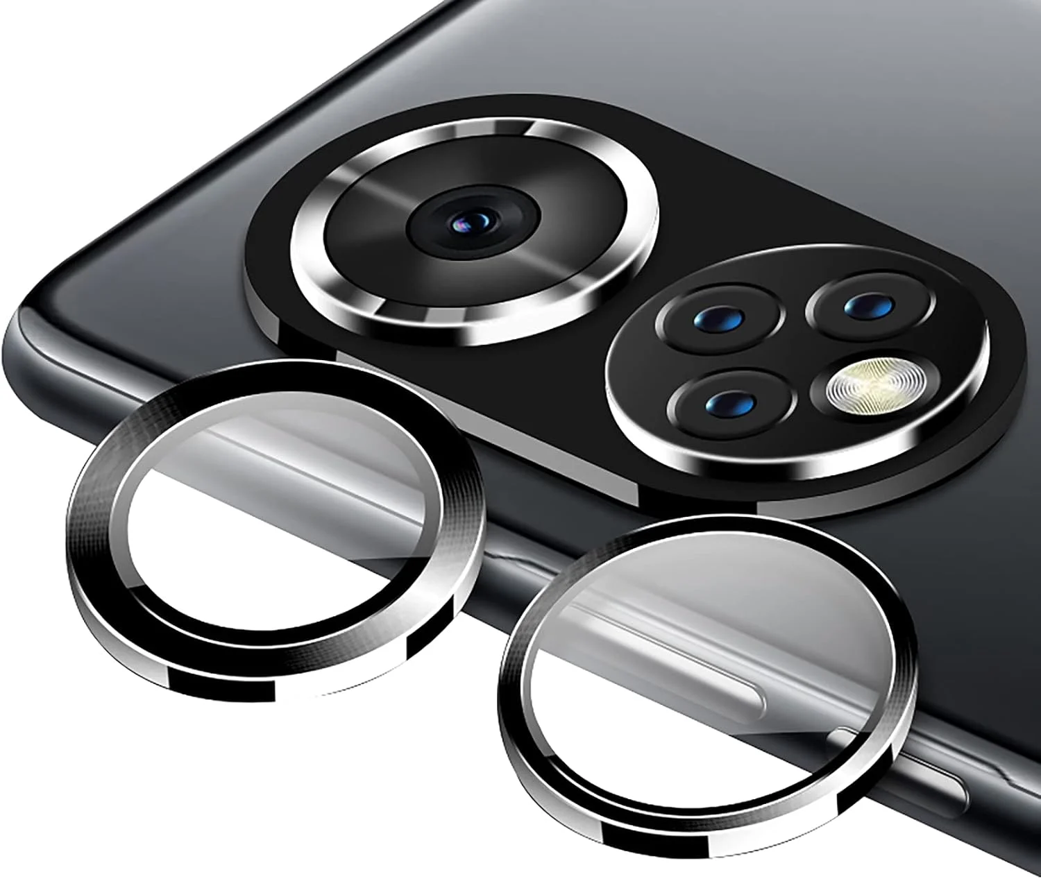 محافظ لنز دوربین GIOPUEY برای گوشی آنر 50 و آنر 50 پرو [جنس 2 در 1] قاب فلزی + شیشه محافظ - مشکی