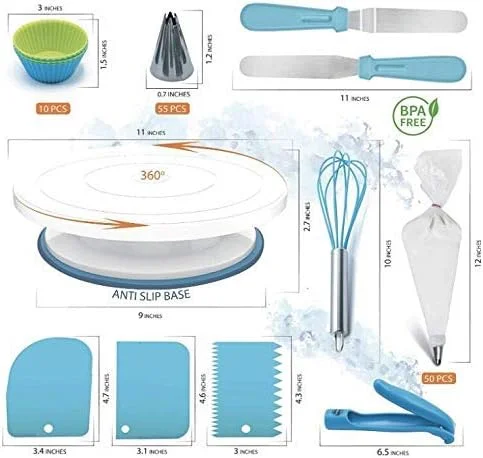 ست لوازم تزیین کیک ۱۳۶ تکه، صفحه گردان، قاشق های اندازه گیری، ابزار یخ زدن، مناسب برای تولد، کلوچه، پایپینگ، پخت، فراستینگ، شیرینی، کاپ کیک، عروسی ست لوازم تزیین کیک ۱۳۶ تکه، صفحه گردان، قاشق های اندازه گیری، ابزار یخ زدن، مناسب برای تولد، کلوچه، پایپینگ، پخت، فراستینگ، شیرینی، کاپ کیک، عروسی