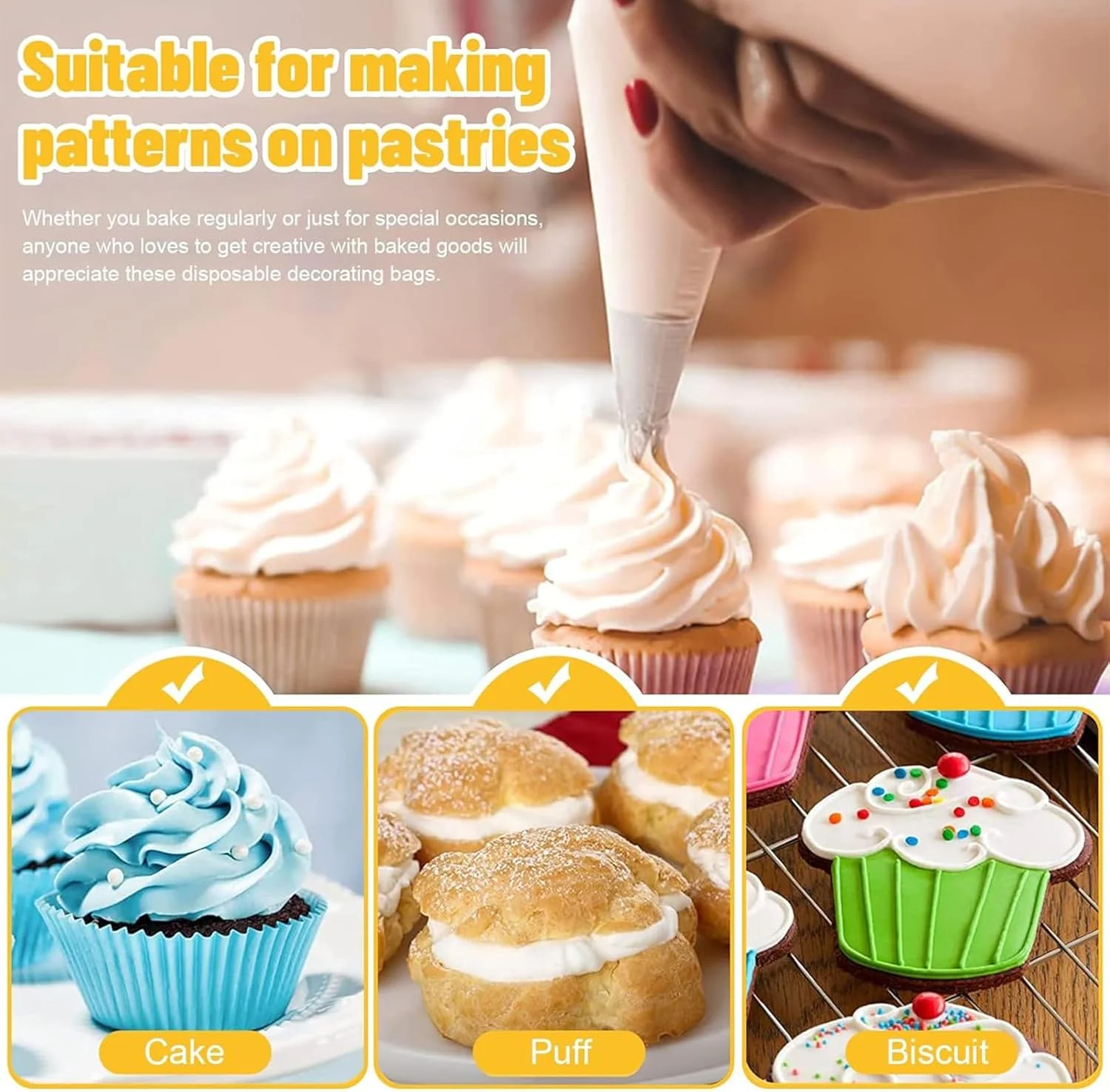 کیسه های قیف یکبار مصرف، 200 عدد کیسه شیرینی پزی، مجموعه کیسه های قیف و سر قیف، کیسه های شیرینی پزی با 2 عدد بست کیسه آیسینگ، 1 عدد اتصال دهنده، 6 عدد سر ماسوره برای تزئین کیک و شیرینی کیسه های قیف یکبار مصرف، 200 عدد کیسه شیرینی پزی، مجموعه کیسه های قیف و سر قیف، کیسه های شیرینی پزی با 2 عدد بست کیسه آیسینگ، 1 عدد اتصال دهنده، 6 عدد سر ماسوره برای تزئین کیک و شیرینی