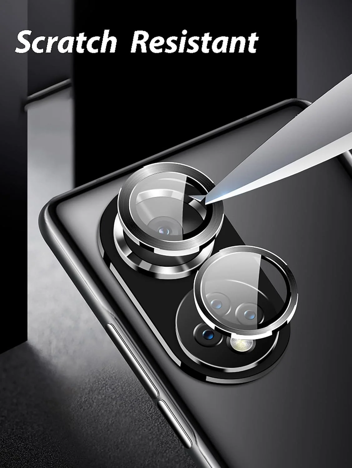 محافظ لنز دوربین GIOPUEY برای گوشی آنر 50 و آنر 50 پرو [جنس 2 در 1] قاب فلزی + شیشه محافظ - مشکی