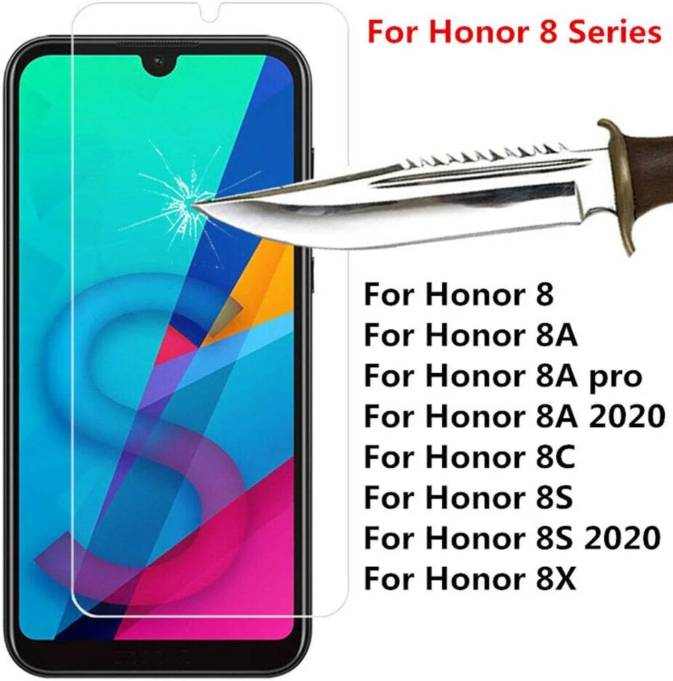 بسته 3 عددی محافظ صفحه نمایش شیشه ای حرارت دیده MIBQM، برای گوشی های هوآوی Honor 8s 8a pro 8c 8x 8، فیلم محافظ صفحه نمایش شیشه ای برای Honor 8S