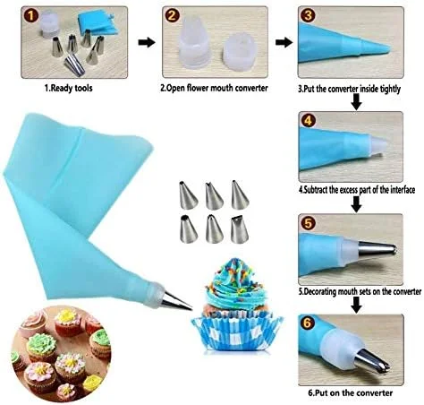 ست لوازم تزیین کیک 69 تکه - پایه گردان چرخان، کیت حرفه ای تزیین کاپ کیک، لوازم پخت، مجموعه کیسه و نوک ماسوره، ابزار شیرینی پزی کاپ کیک برای تزیین کیک، ابزار پخت