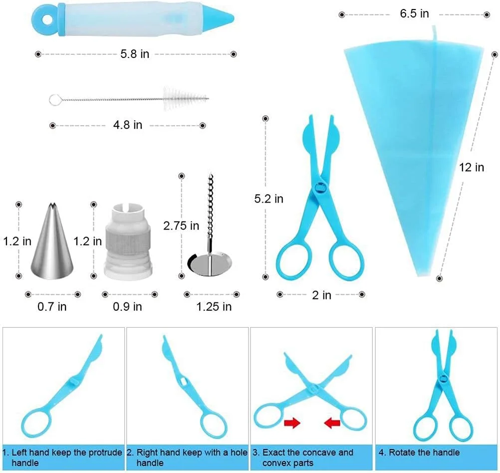 کیت 42 تکه لوازم تزئین کیک، شامل 30 عدد ماسوره قیف خامه زن، کیسه های شیرینی پزی سیلیکونی، پایه گل، برای تزئین کیک فوندانت، کاپ کیک یا هر شیرینی کیت 42 تکه لوازم تزئین کیک، شامل 30 عدد ماسوره قیف خامه زن، کیسه های شیرینی پزی سیلیکونی، پایه گل، برای تزئین کیک فوندانت، کاپ کیک یا هر شیرینی