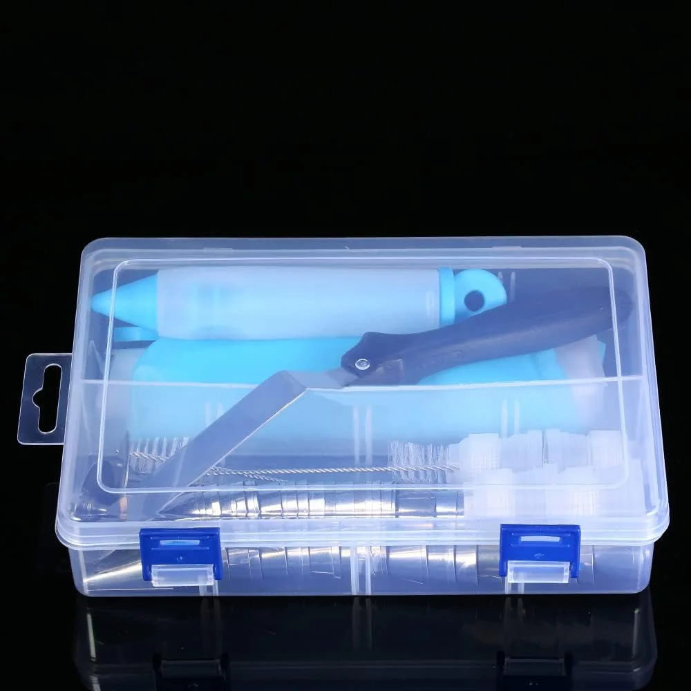 ست 100 تکه لوازم تزئین کیک شامل قیف های ماسوره، کیسه شیرینی پزی سیلیکونی، رابط پلاستیکی، میخ گل، قلم تزئین کیک، لیسک کیک، ابزار یخ زدن برای تزئین کیک، کاپ کیک، کلوچه و شیرینی ست 100 تکه لوازم تزئین کیک شامل قیف های ماسوره، کیسه شیرینی پزی سیلیکونی، رابط پلاستیکی، میخ گل، قلم تزئین کیک، لیسک کیک، ابزار یخ زدن برای تزئین کیک، کاپ کیک، کلوچه و شیرینی