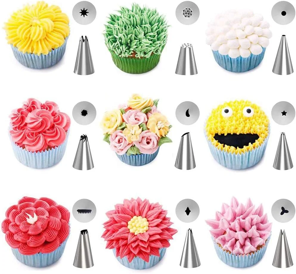 کیت 42 تکه لوازم تزئین کیک، شامل 30 عدد ماسوره قیف خامه زن، کیسه های شیرینی پزی سیلیکونی، پایه گل، برای تزئین کیک فوندانت، کاپ کیک یا هر شیرینی کیت 42 تکه لوازم تزئین کیک، شامل 30 عدد ماسوره قیف خامه زن، کیسه های شیرینی پزی سیلیکونی، پایه گل، برای تزئین کیک فوندانت، کاپ کیک یا هر شیرینی