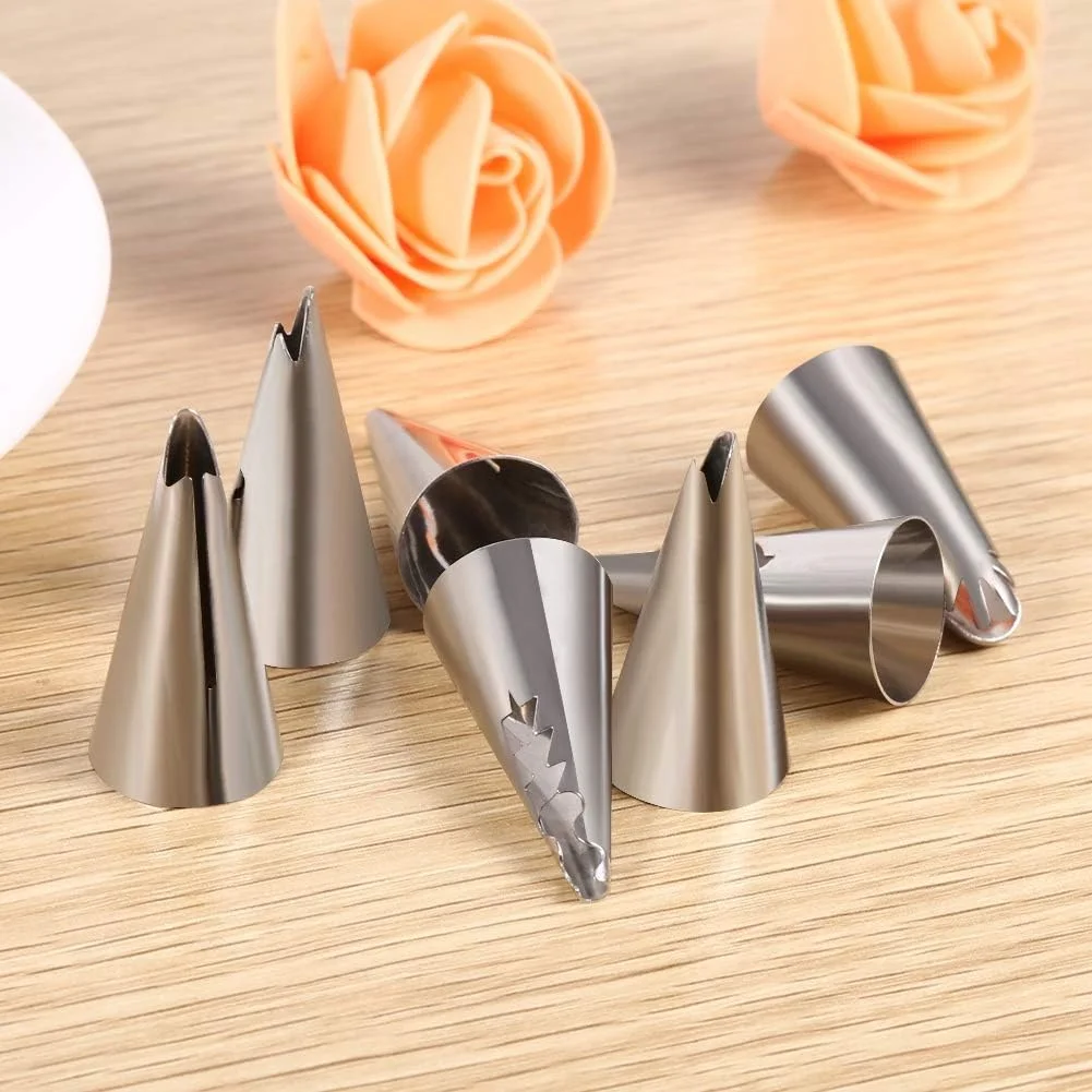 ست 7 عددی قیف و ماسوره شیرینی پزی، مناسب برای تزیین کیک، کلوچه و کاپ کیک