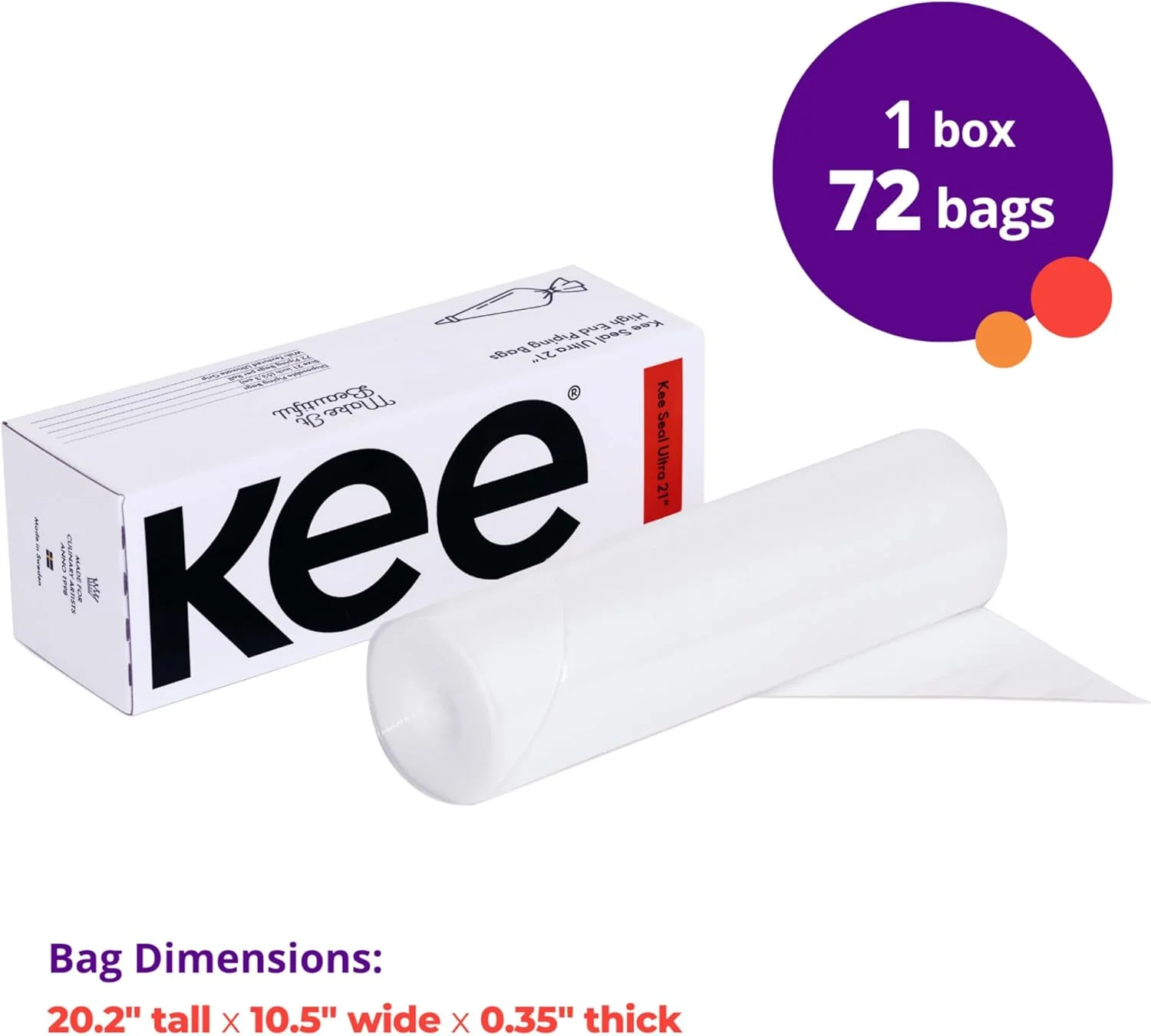 کیسه شیرینی پزی یکبار مصرف DecoPac KEE-SEAL ULTRA، کیسه قیف با سطح بیرونی ضد لغزش، فضای داخلی با جریان روان، سوراخکاری آسان برای پاره کردن، جعبه پخش کننده مناسب، 21 اینچ، شفاف