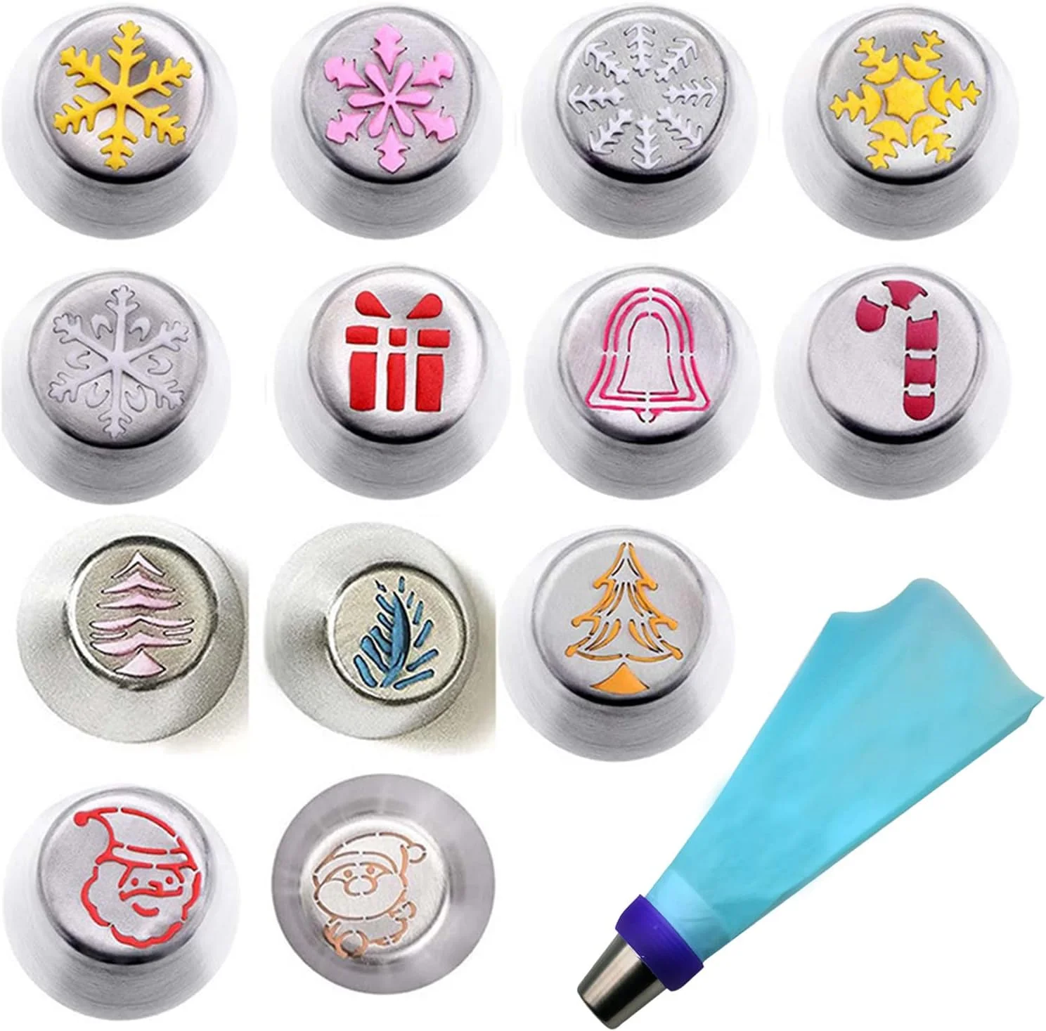 ست 13 عددی ابزار تزئین خامه کیک، نوک های تزئین فوندانت شیرینی پزی، مناسب برای لوازم جشن تولد ست 13 عددی ابزار تزئین خامه کیک، نوک های تزئین فوندانت شیرینی پزی، مناسب برای لوازم جشن تولد