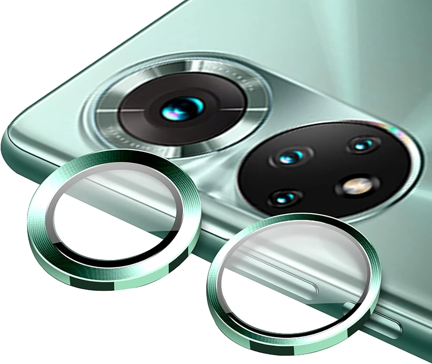 محافظ لنز دوربین GIOPUEY برای گوشی آنر 50 و آنر 50 پرو، محافظ صفحه شیشه ای دوربین [جنس 2 در 1] حاشیه فلزی + شیشه محافظ - سبز
